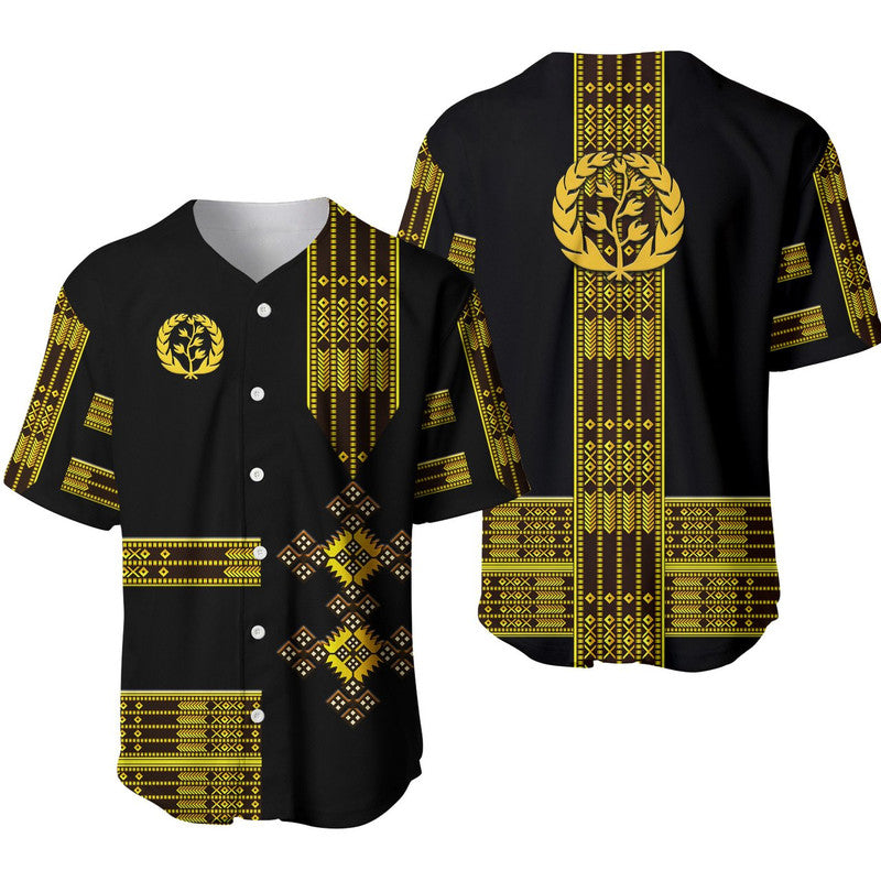 Eritrea Baseball Jersey Fancy Simple Tibeb Style - Black LT8 - Wonder Print Shop