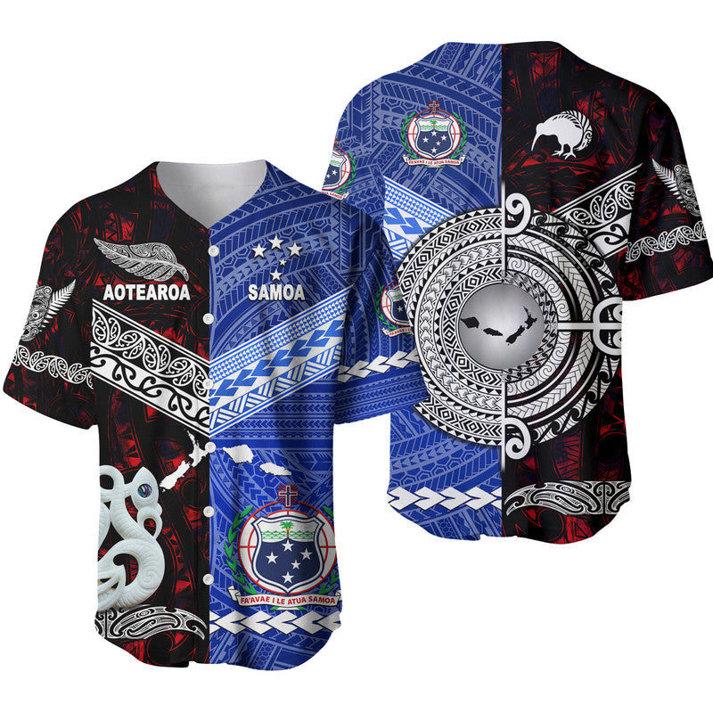 Samoa and New Zealand Baseball Jersey Together Red LT8 - Wonder Print Shop
