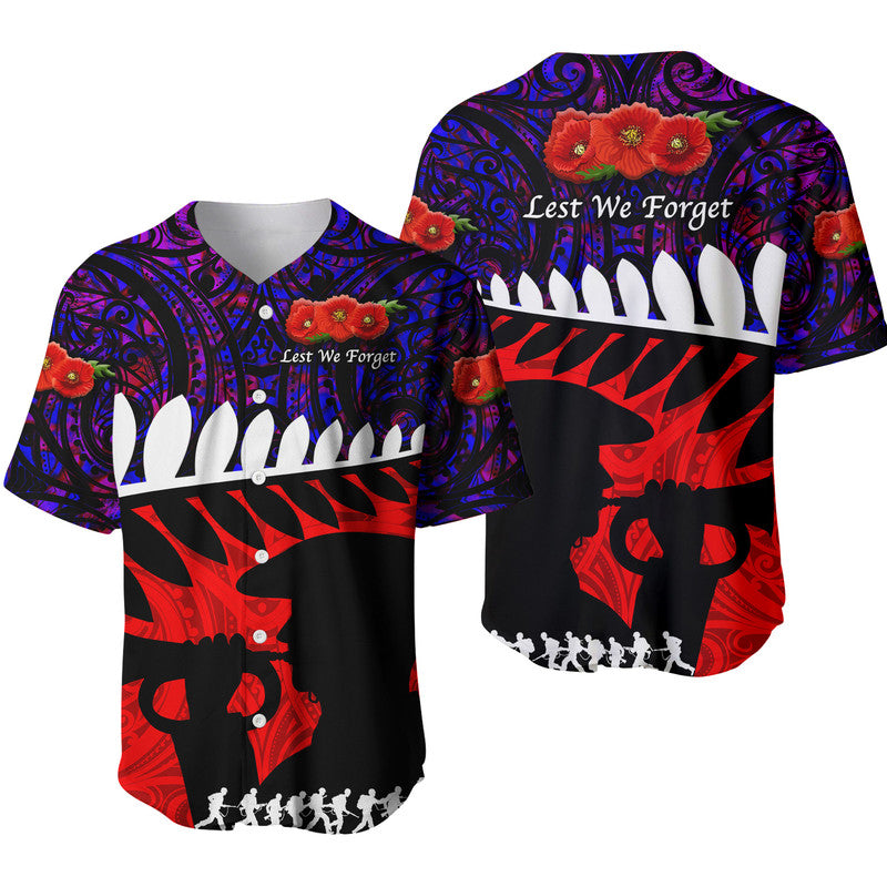 New Zealand Maori ANZAC Baseball Jersey Remembrance Soldier Purple LT8 - Wonder Print Shop
