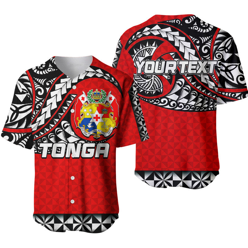 Custom Personalised Tonga Baseball Jersey Polynesian Tattoo LT6 - Wonder Print Shop