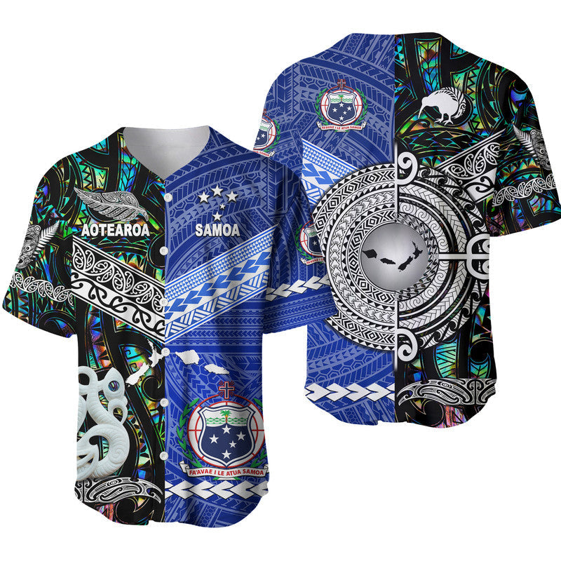 Samoa and New Zealand Baseball Jersey Together Paua Shell LT8 - Wonder Print Shop