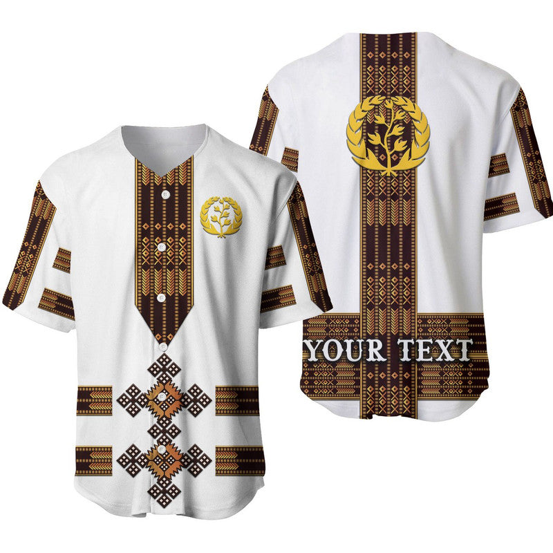 (Custom Personalised) Eritrea Baseball Jersey Fancy Tibeb Vibes NO.1 Ver - White LT8 - Wonder Print Shop