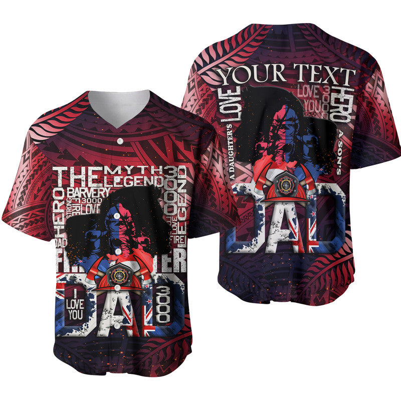 (Custom Personalised) Father's Day - New Zealand Firefighter Dad Baseball Jersey - Maori Pattern Style LT9 - Wonder Print Shop