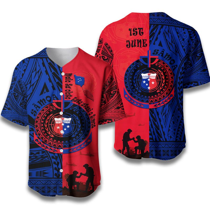 Samoa Independence Day Baseball Jersey Military Polynesian Pattern LT9 - Wonder Print Shop