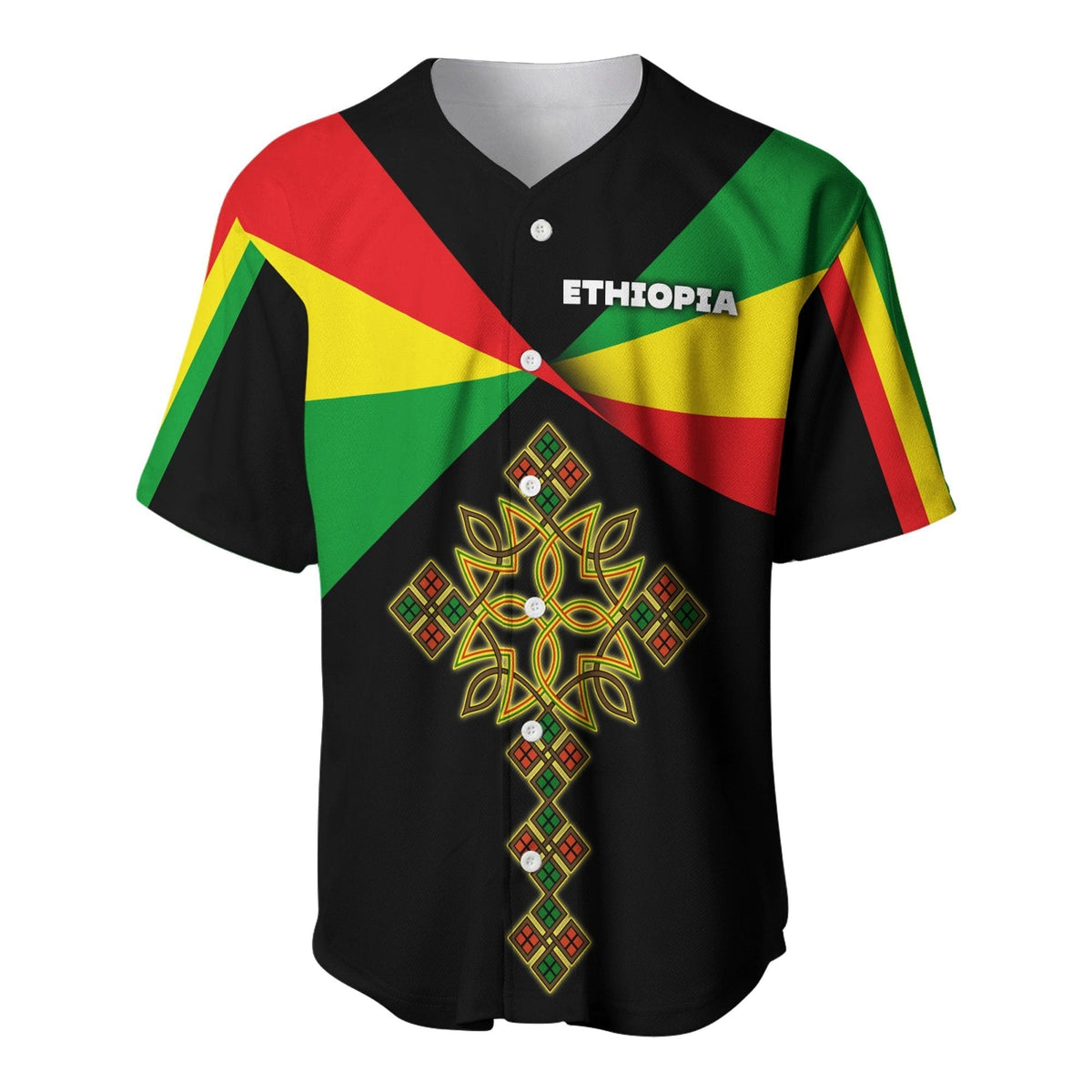 (Custom Personalised) Ethiopia Baseball Jerseys Stylized flags LT16 - Wonder Print Shop