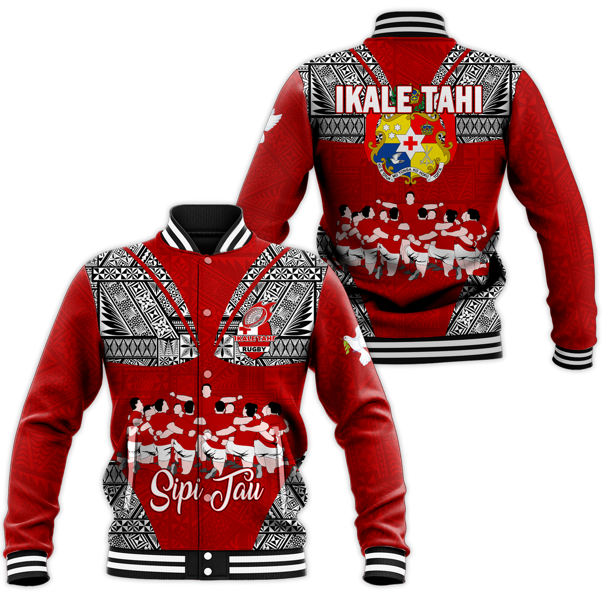 Tonga Rugby Ikale Tahi Sipi Tau Baseball Jacket - LT2 - Wonder Print Shop