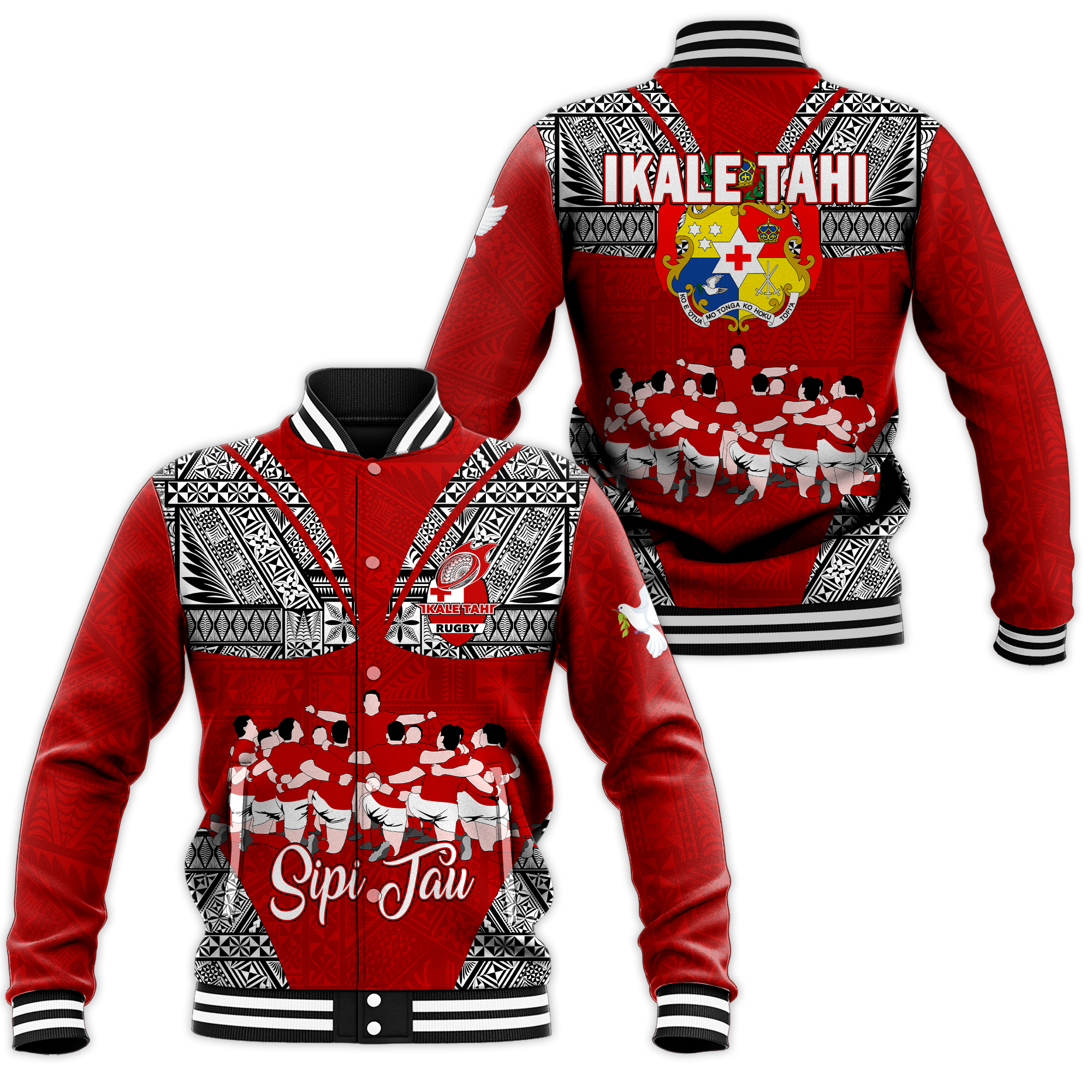 Tonga Rugby Ikale Tahi Sipi Tau Baseball Jacket - LT2 - Wonder Print Shop