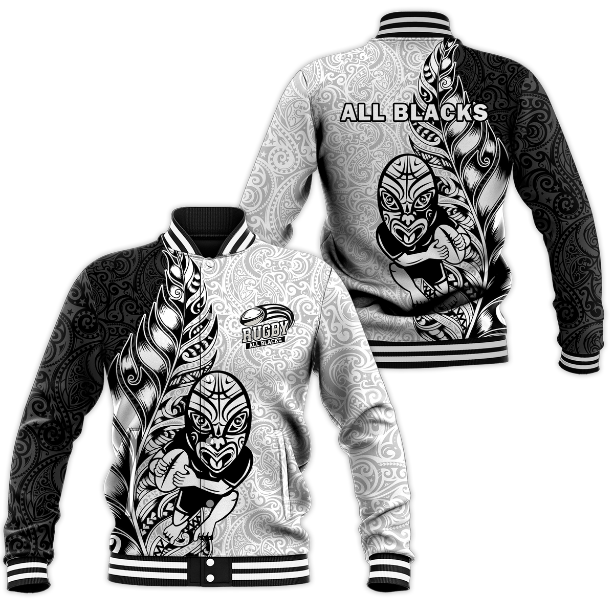 New Zealand Maori All Black Rugby Baseball Jacket LT2 - Wonder Print Shop