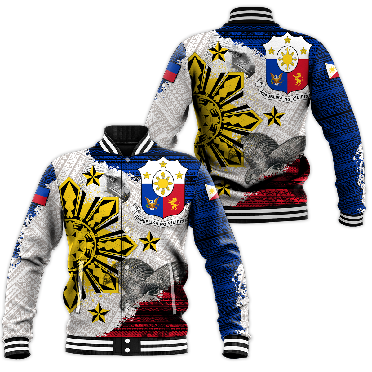 Philippines Filipino Tribal Eagle Baseball Jacket LT2 - Wonder Print Shop