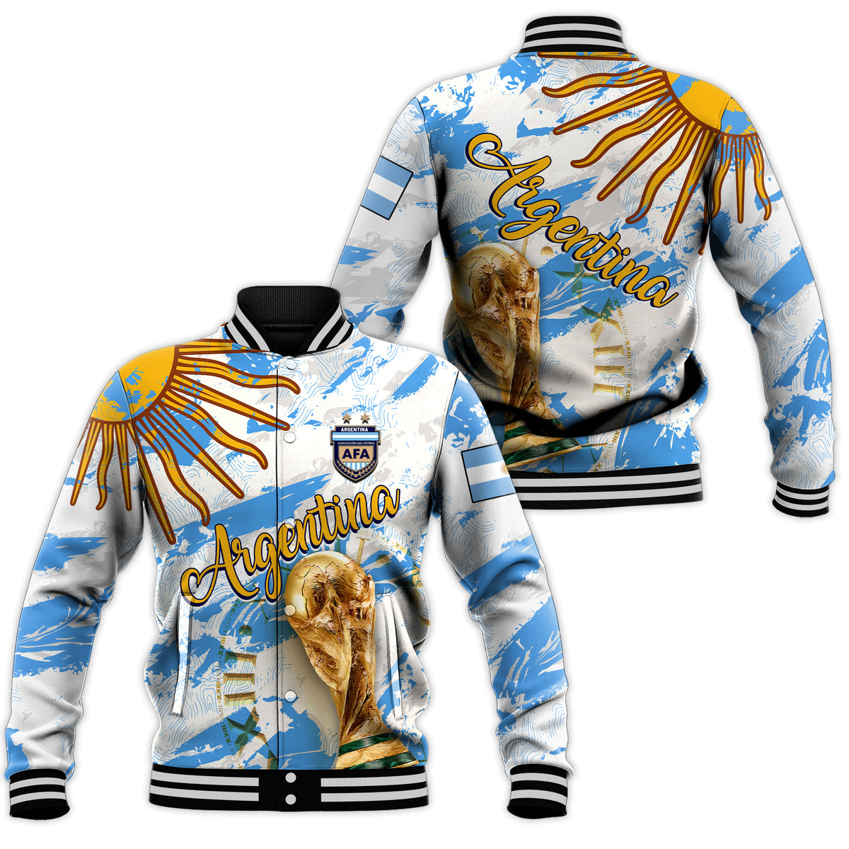 Argentina Football World Cup 2022 Baseball Jacket - LT2 - Wonder Print Shop
