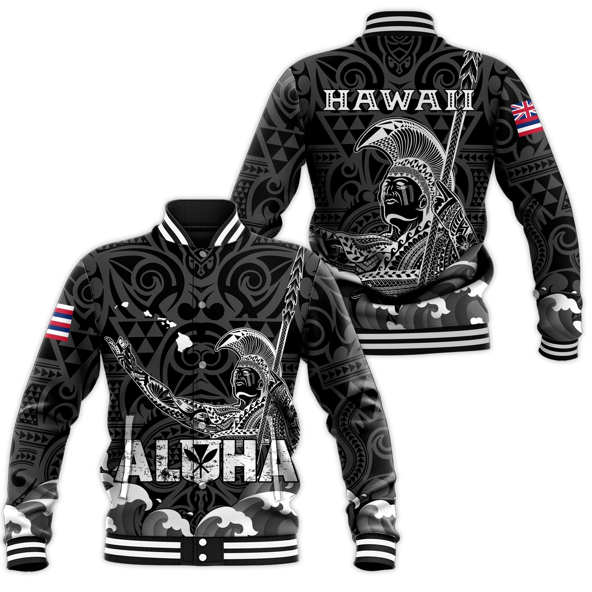 Hawaii King Kamehameha Aloha Hawai'i Nei Baseball Jacket - LT2 - Wonder Print Shop