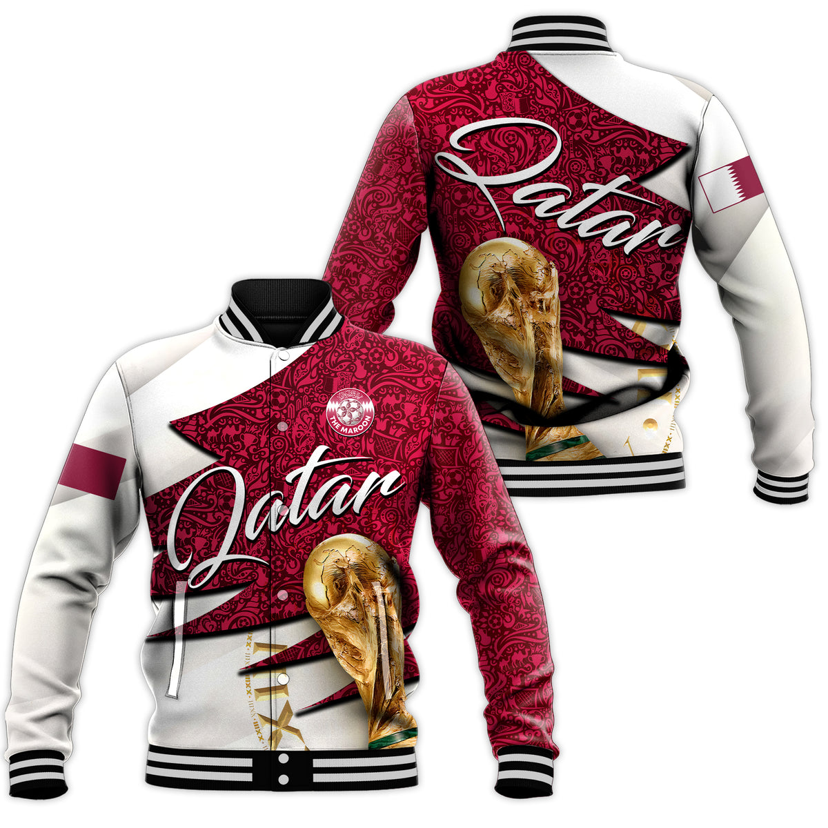 Qatar Football Team World Cup 2022 Baseball Jacket - LT2 - Wonder Print Shop