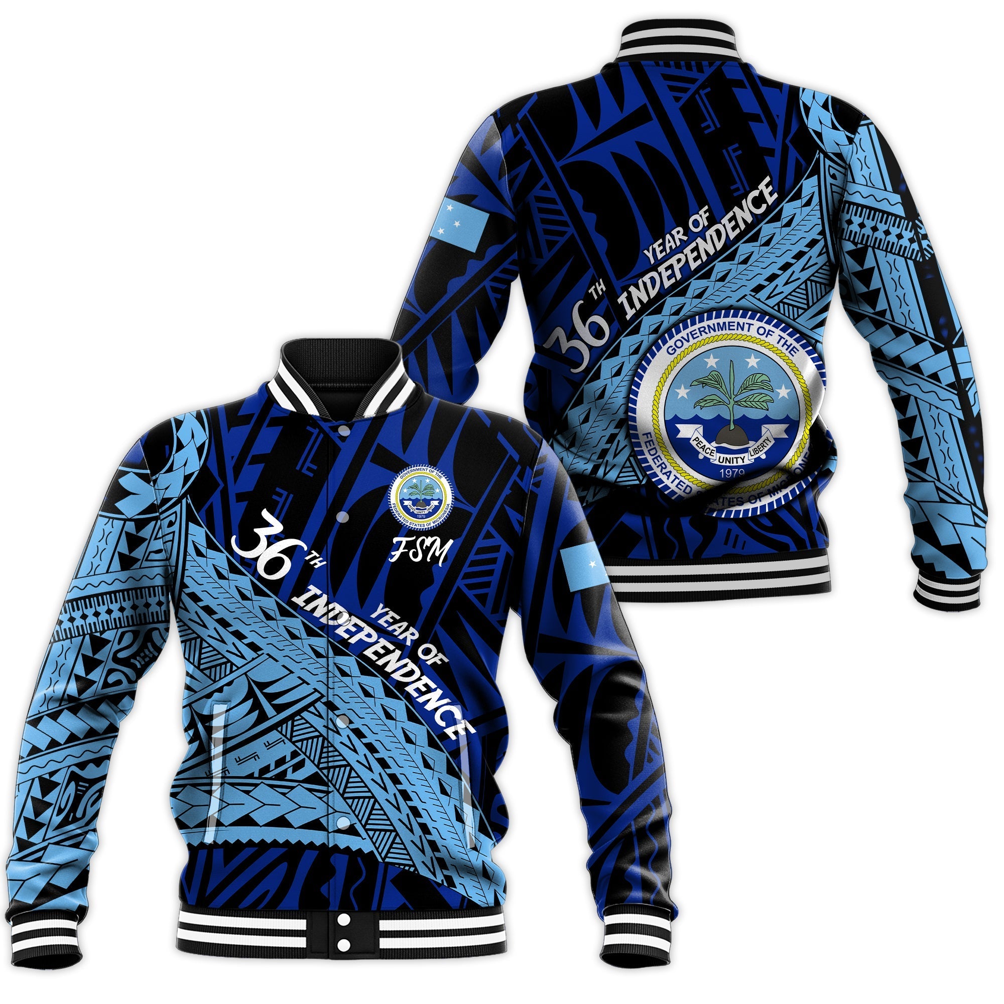 FSM 36th Year Of Independence Baseball Jacket LT2 - Wonder Print Shop