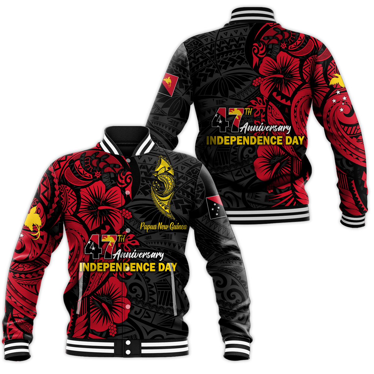 Papua New Guinea 47th Independence Day Bird Of Paradise Baseball Jacket LT2 - Wonder Print Shop