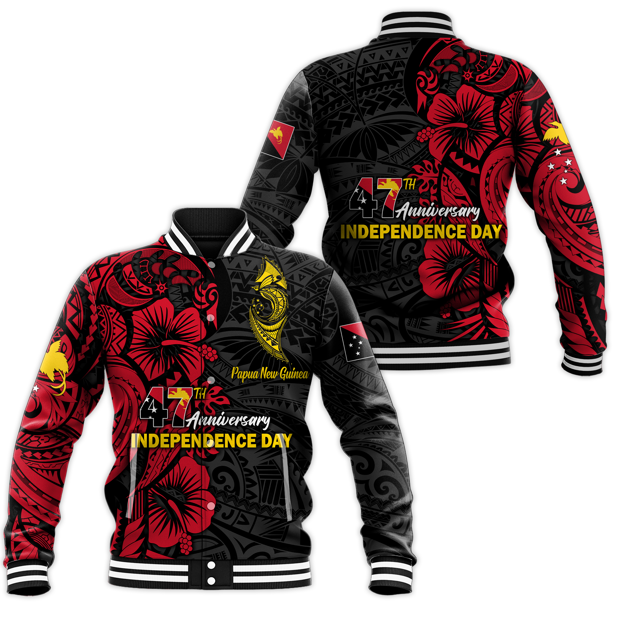 Papua New Guinea 47th Independence Day Bird Of Paradise Baseball Jacket LT2 - Wonder Print Shop