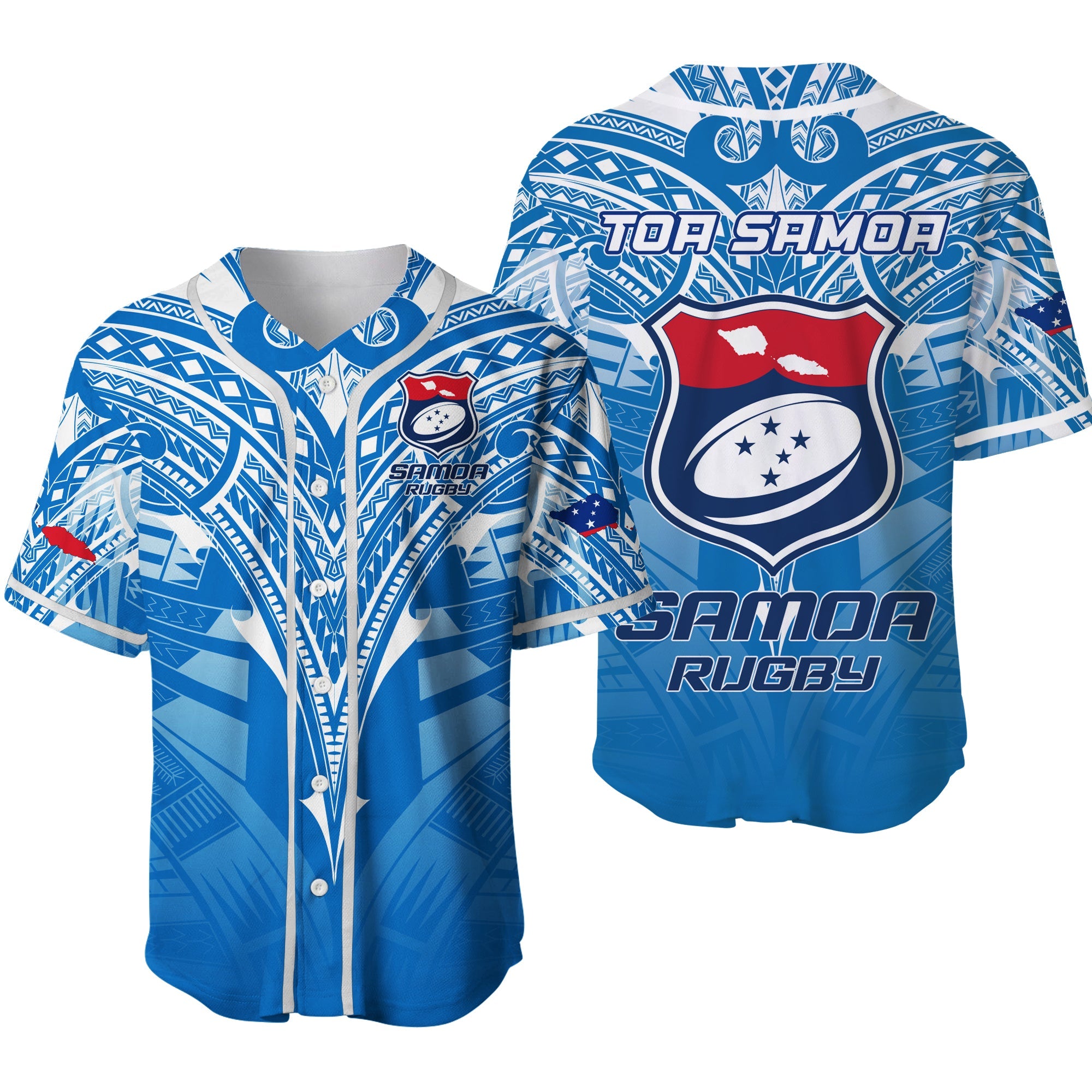 Samoa Rugby Tao Samoa Blue Style Baseball Jersey LT2 - Wonder Print Shop