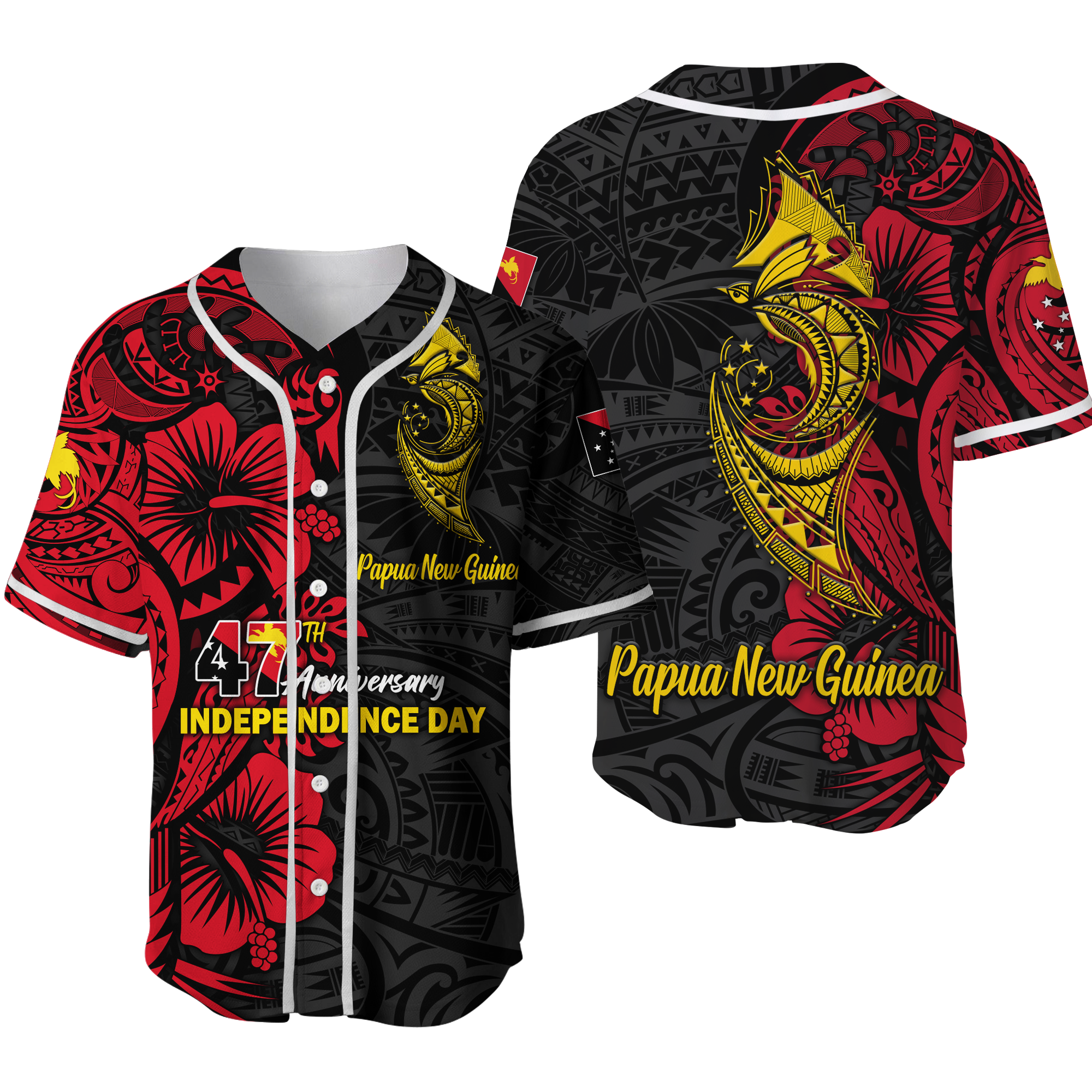 Papua New Guinea 47th Independence Day Bird Of Paradise Baseball Jersey LT2 - Wonder Print Shop