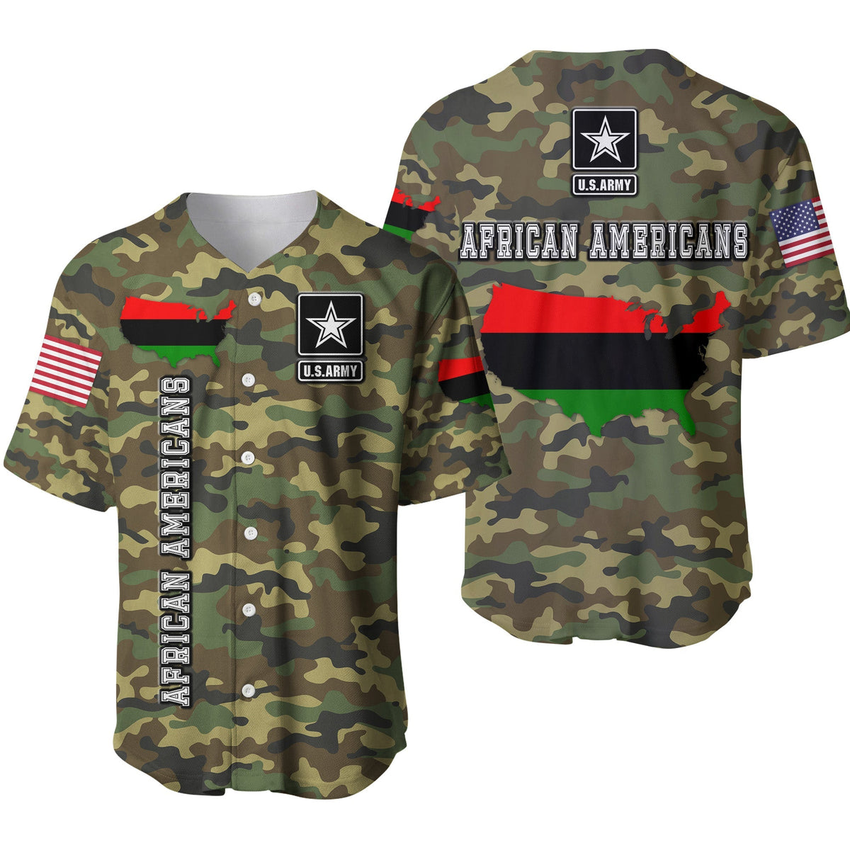 Military of African Americans Baseball Jersey Flag Simple Style LT8 - Wonder Print Shop
