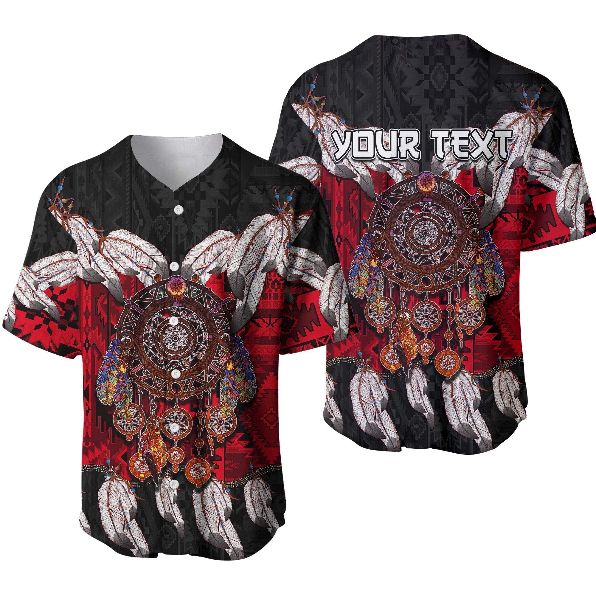 (Custom Personalised) Native American Baseball Jersey Native Dreamcatcher LT6 - Wonder Print Shop