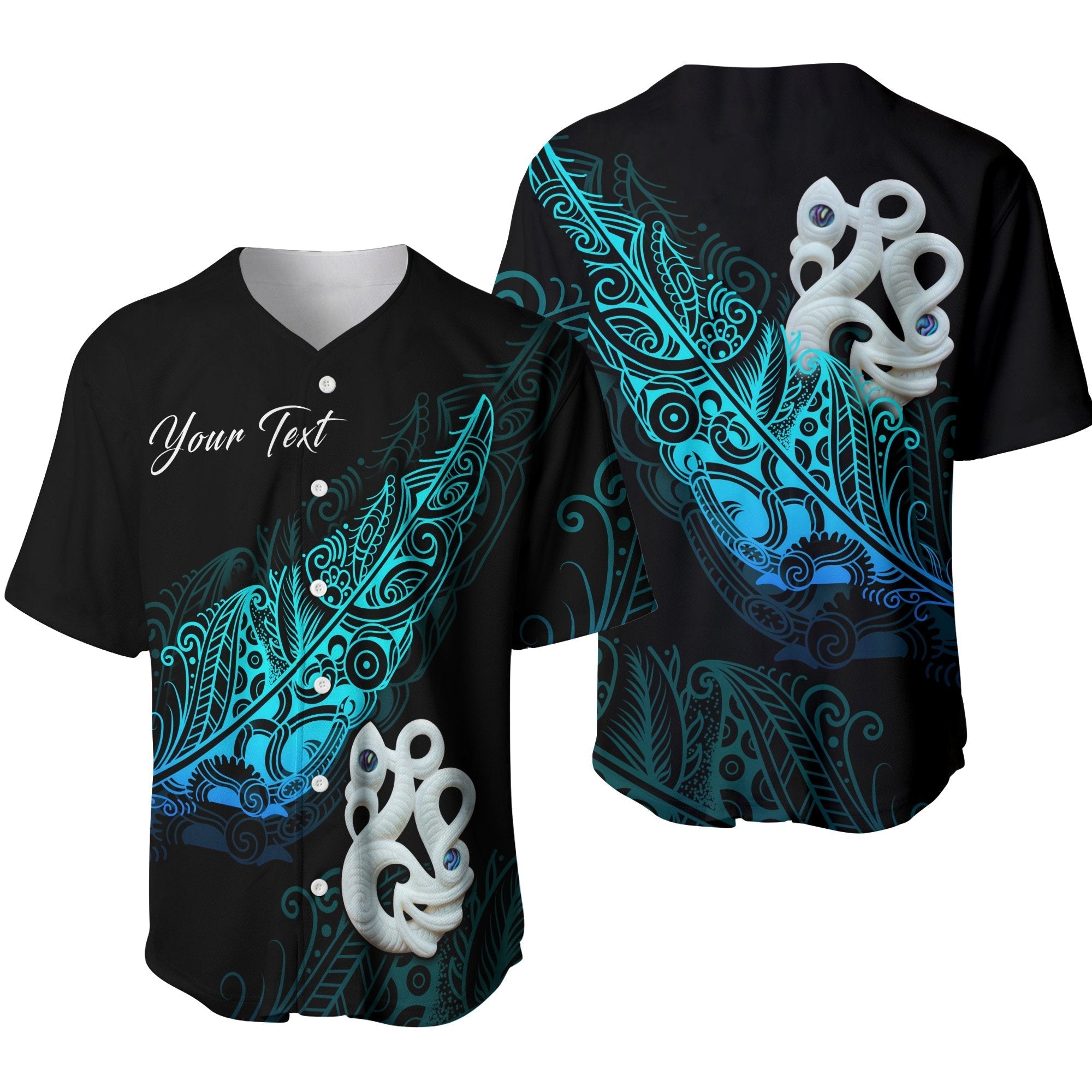 (Custom Personalised) Aotearoa Baseball Jersey Fern Mix Manaia Matau LT13 - Wonder Print Shop