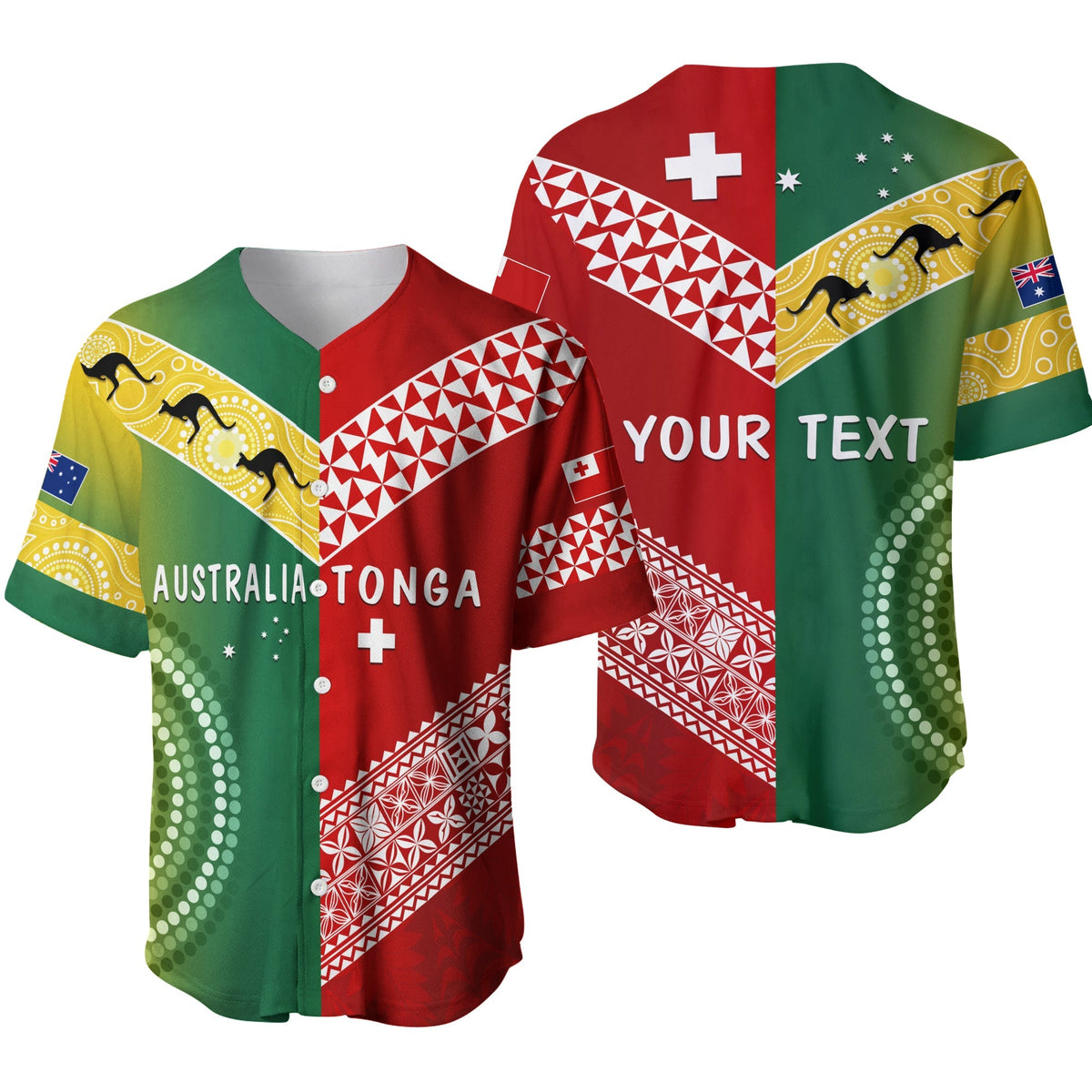 (Custom Personalised) Australia and Tonga Baseball Jersey Version Special LT13 - Wonder Print Shop