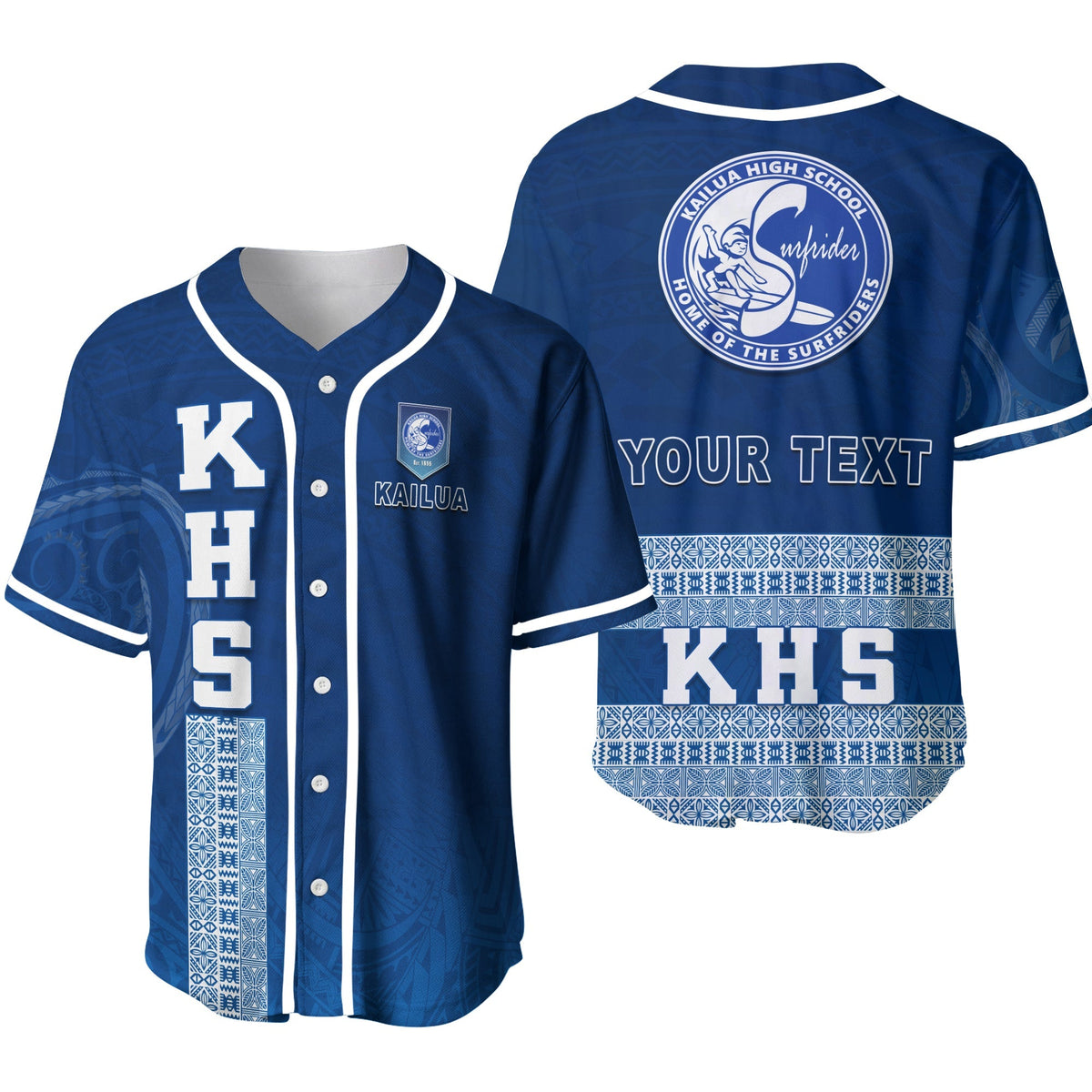(Custom Personalised) Kailua High School Baseball Jersey - KHS Hawaii Pattern LT13 - Wonder Print Shop
