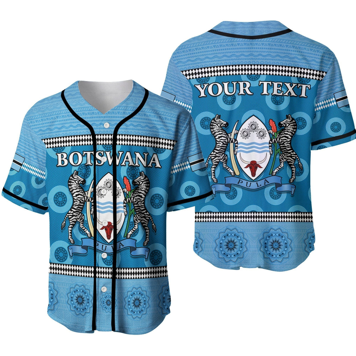 (Custom Personalised) Botswana Independence Anniversary Baseball Jersey Flag and Pattern LT13 - Wonder Print Shop