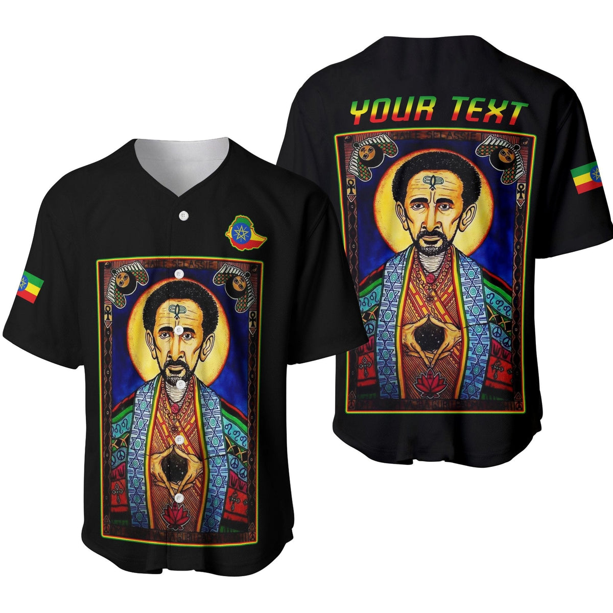 (Custom Personalised) Ethiopia Proud Baseball Jersey Haile Selassie I LT13 - Wonder Print Shop