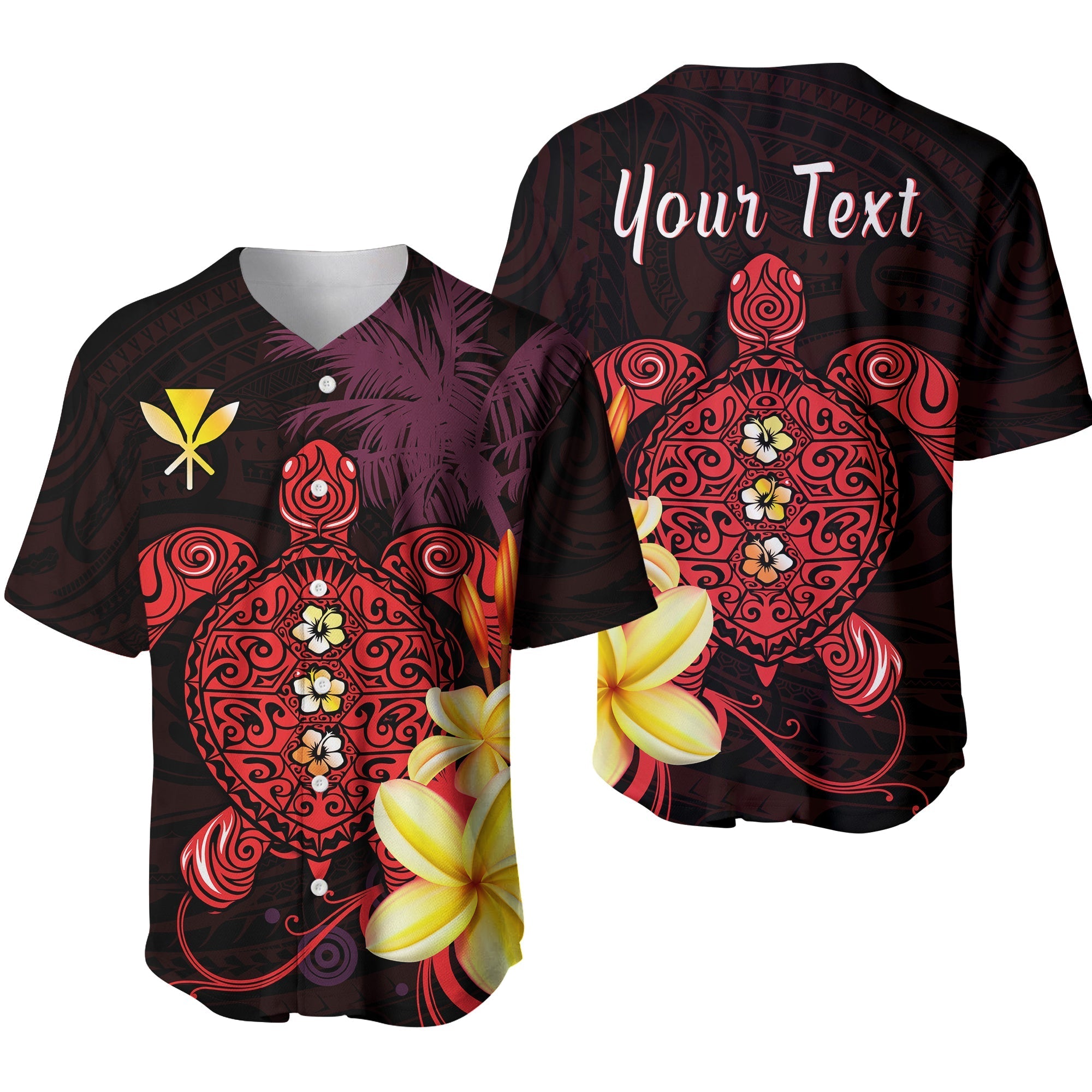 custom-personalised-hawaii-turtle-baseball-jersey-hawaiian-flowers-version-red-elegant