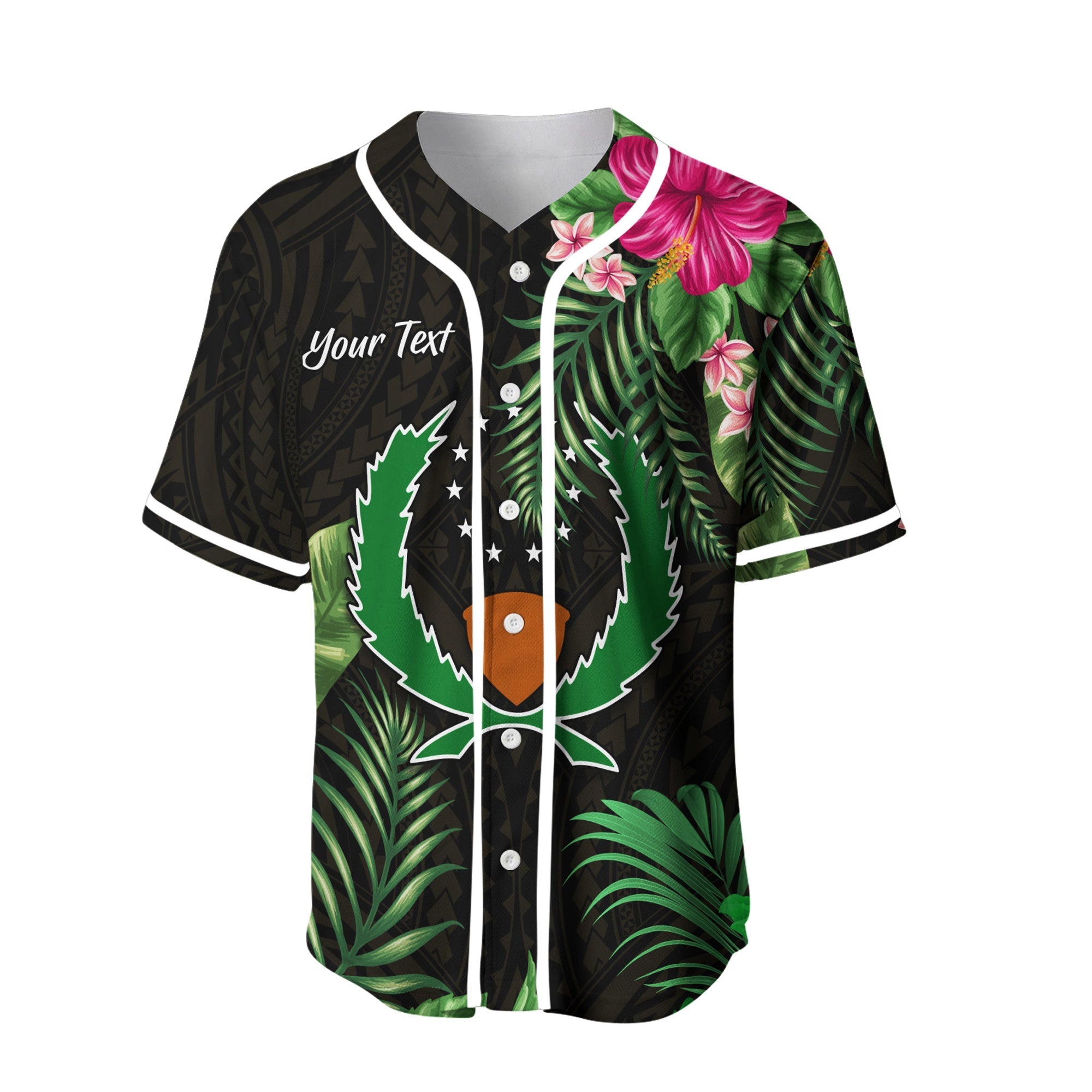 custom-personalised-pohnpei-micronesia-gold-baseball-jersey-tropical-flowers-version-02