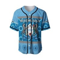 Botswana baseball jersey, multicolor front buttons; 'BOTSWANA' zebra crest artwork
