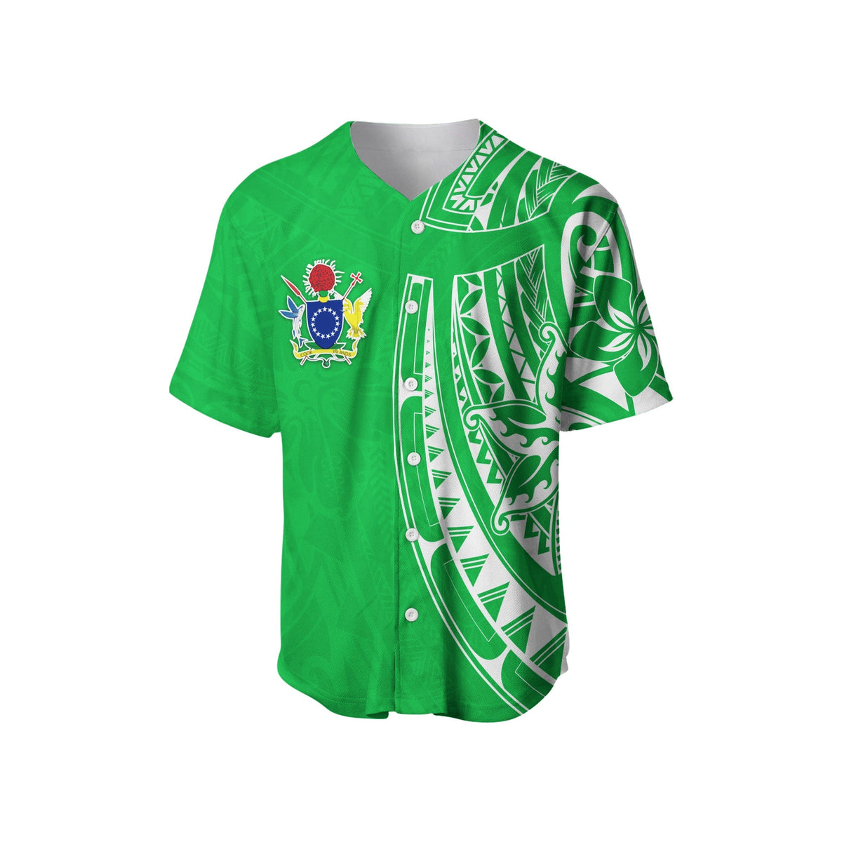 Cook Islands Baseball Jersey Polynesian Flowers Version White LT13 - Wonder Print Shop