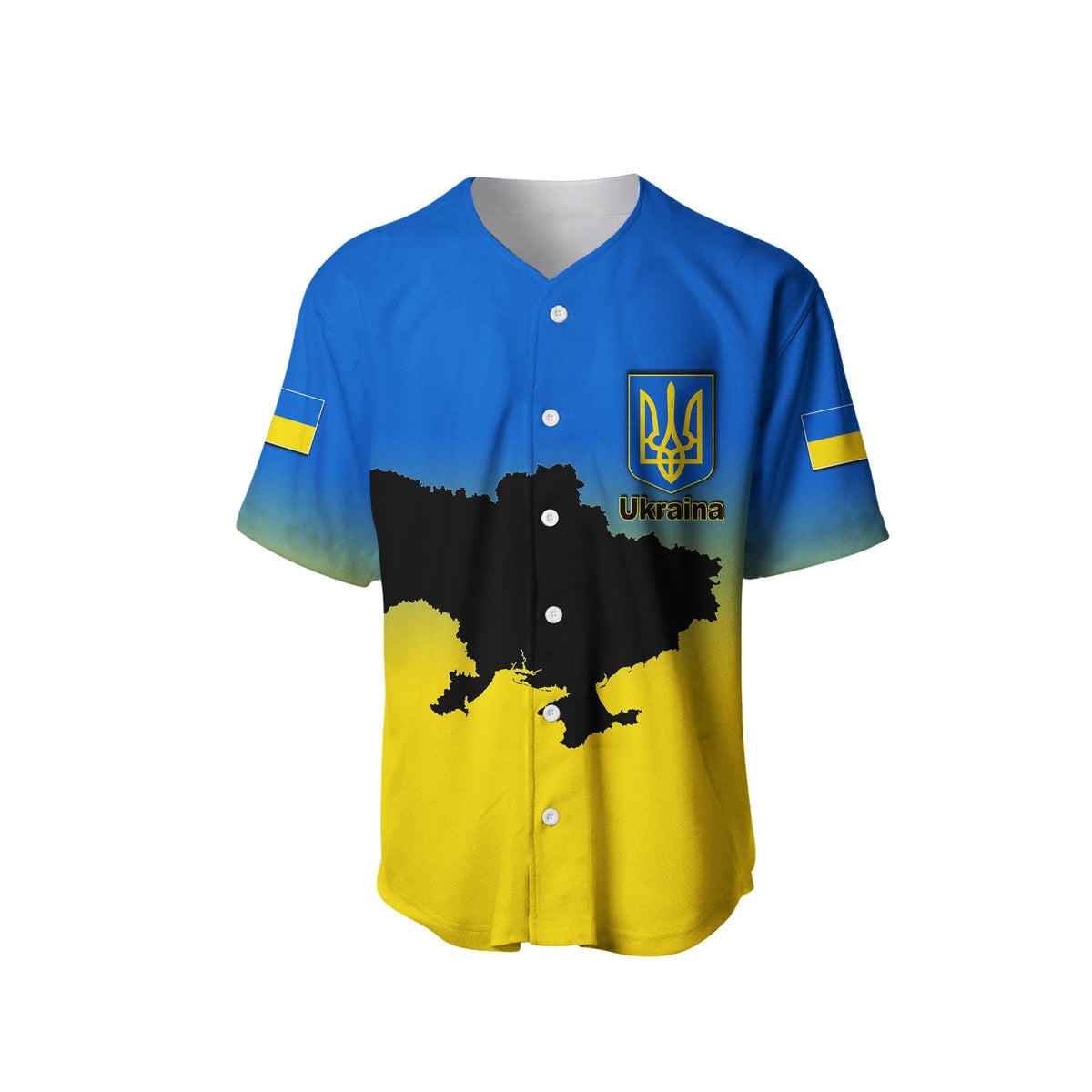 (Custom Personalised) Ukraine Baseball Jersey With Map Stand With Ukraine LT6 - Wonder Print Shop