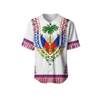 (Custom Personalised) Haiti Baseball Jersey Dashiki Mix Coat Of Arms White Style LT6 - Wonder Print Shop