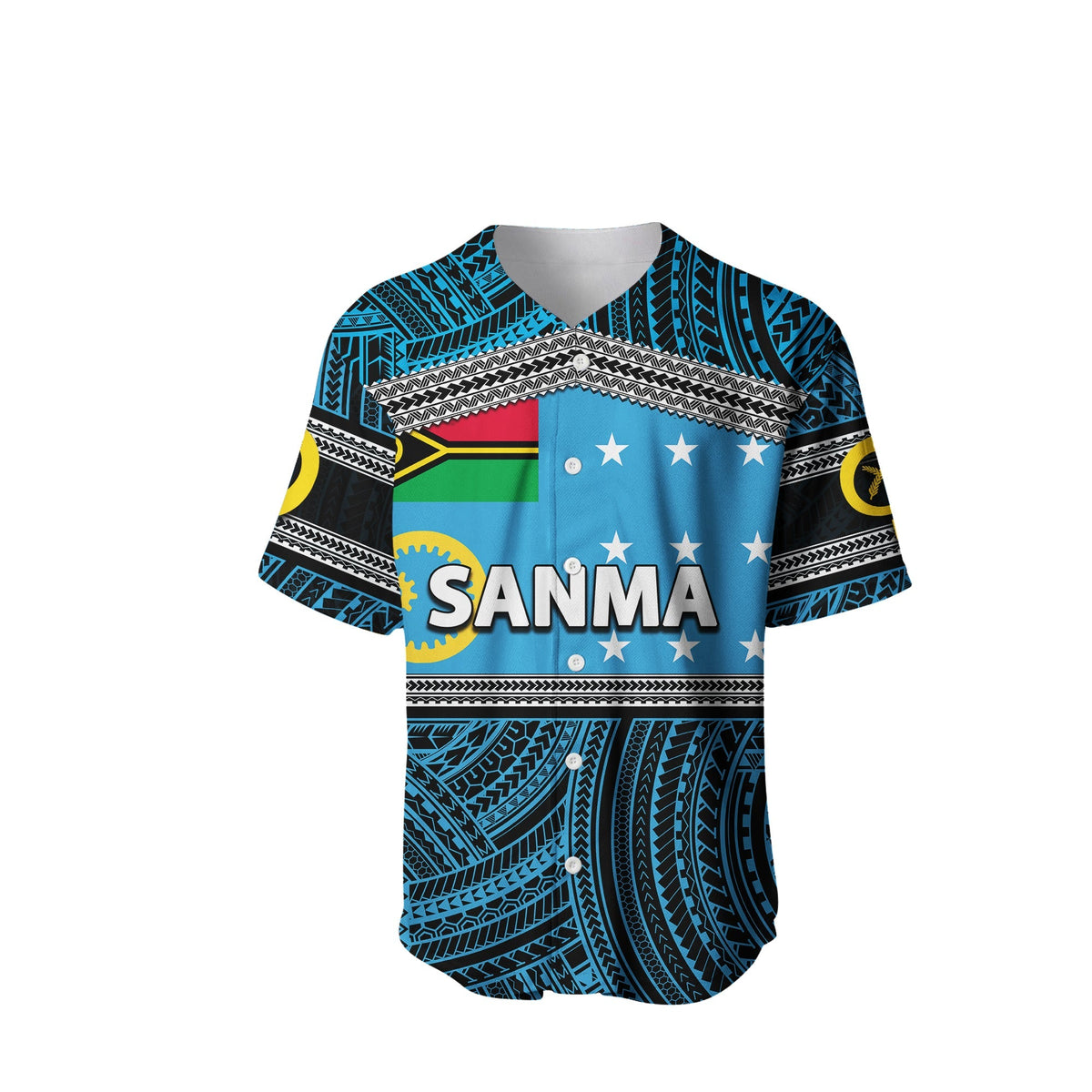 (Custom Personalised) Sanma Province Baseball Jersey Of Vanuatu Polynesian Patterns LT6 - Wonder Print Shop