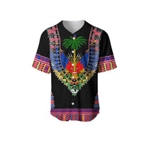 (Custom Personalised) Haiti Baseball Jersey Dashiki Mix Coat Of Arms Black Style LT6 - Wonder Print Shop