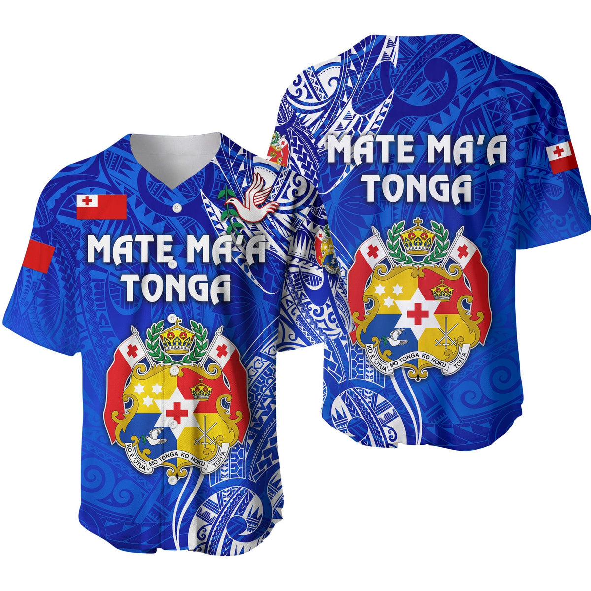 Tonga Coat Of Arms Baseball Jersey Simple Vibes Blue LT8 - Wonder Print Shop