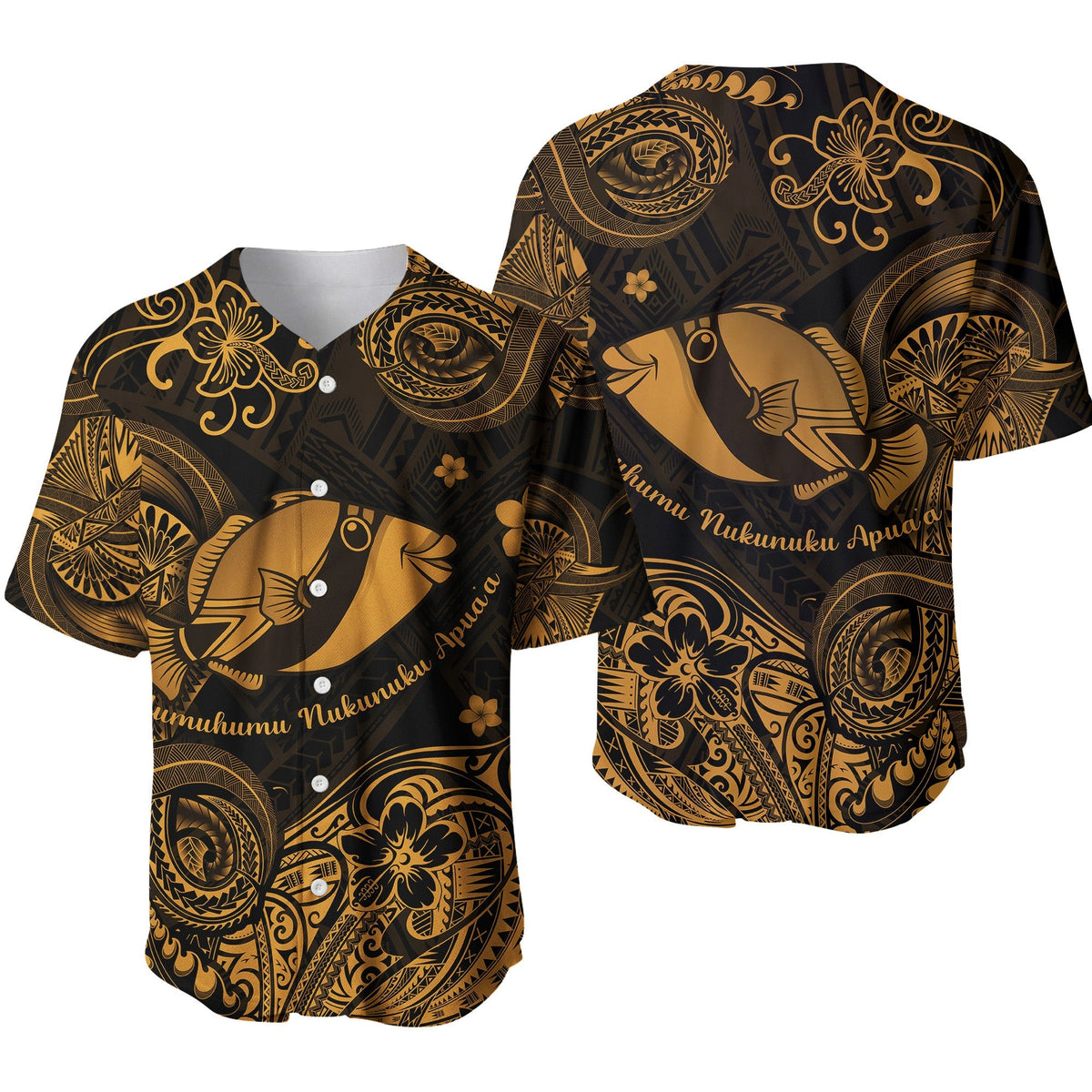 Hawaii State Fish: Humuhumu Nukunuku Apua'a Polynesian Baseball Jersey Unique Style - Gold LT8 - Wonder Print Shop