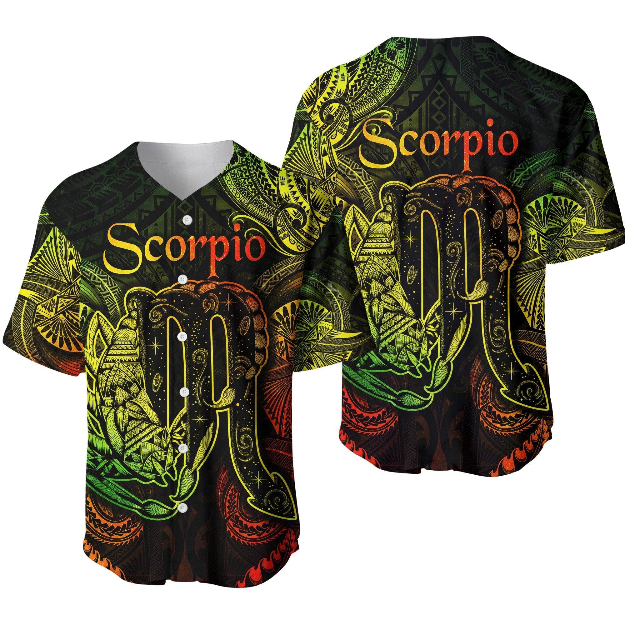 Scorpio Zodiac Polynesian Baseball Jersey Unique Style Reggae LT8 - Wonder Print Shop