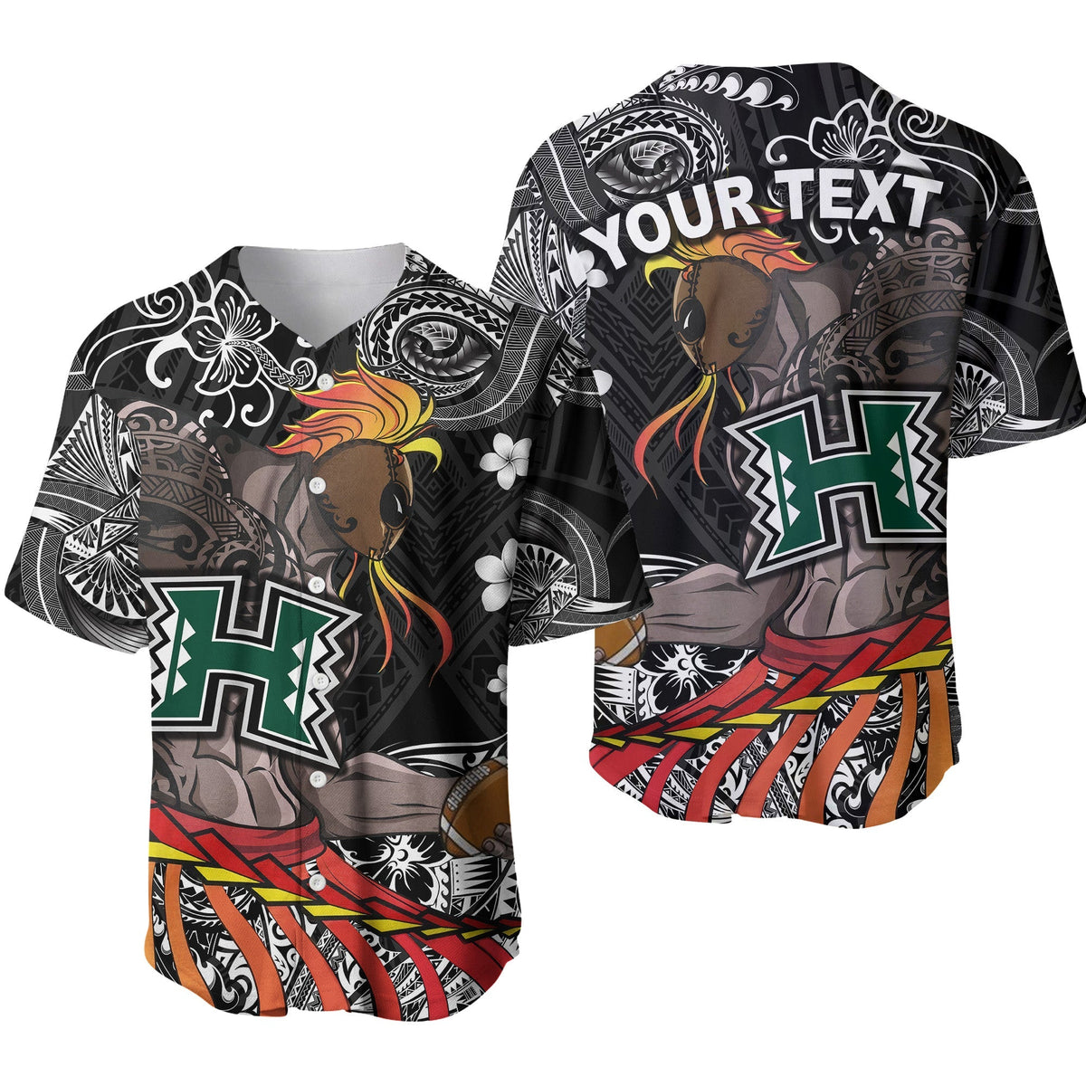 (Custom Personalised) Hawaii Warriors Polynesian Baseball Jersey Unique Style - Black LT8 - Wonder Print Shop