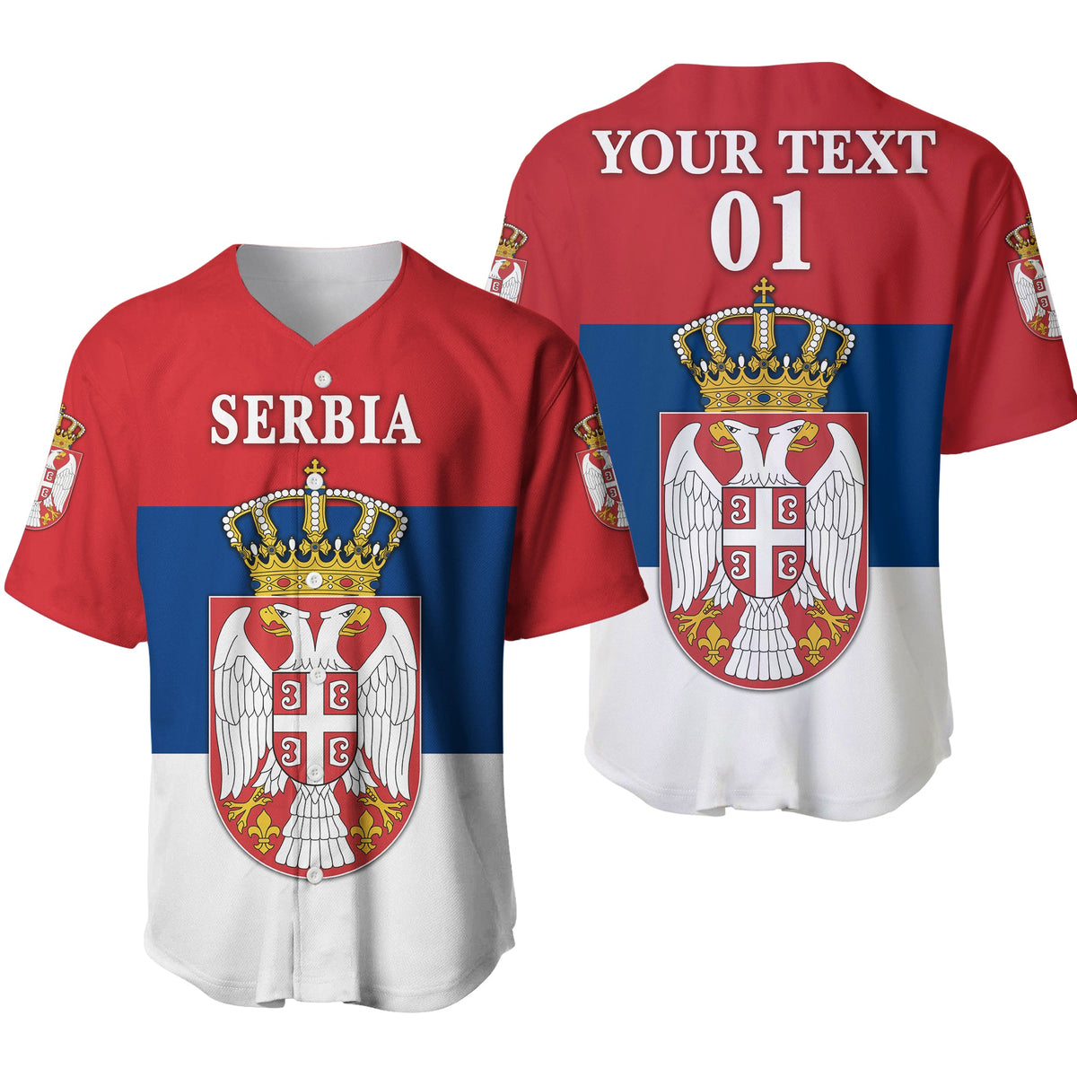(Custom Personalised) Serbia Baseball Jersey Srbija Flag Style LT8 - Wonder Print Shop