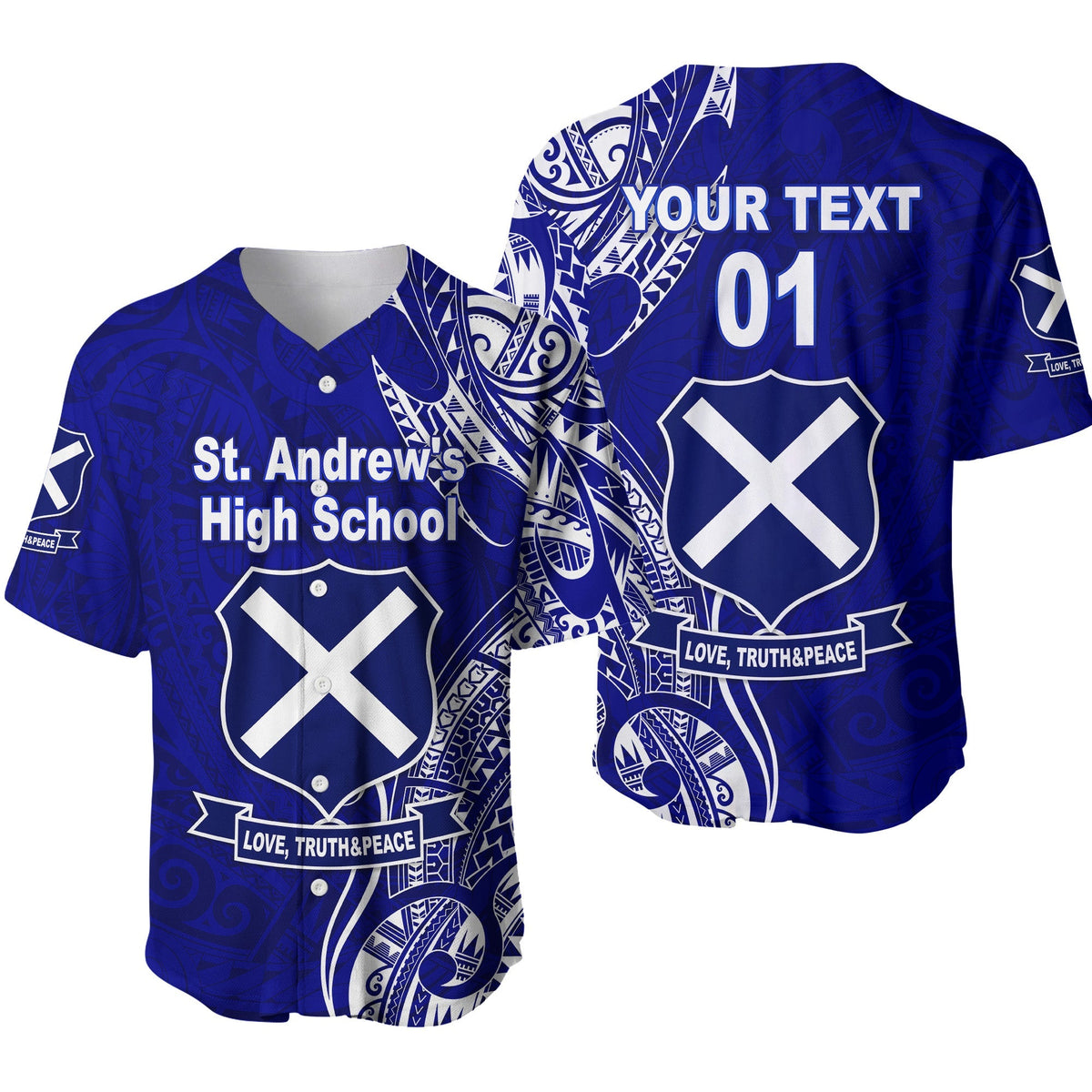 (Custom Personalised) St. Andrew's High School Baseball Jersey Original Style LT8 - Wonder Print Shop
