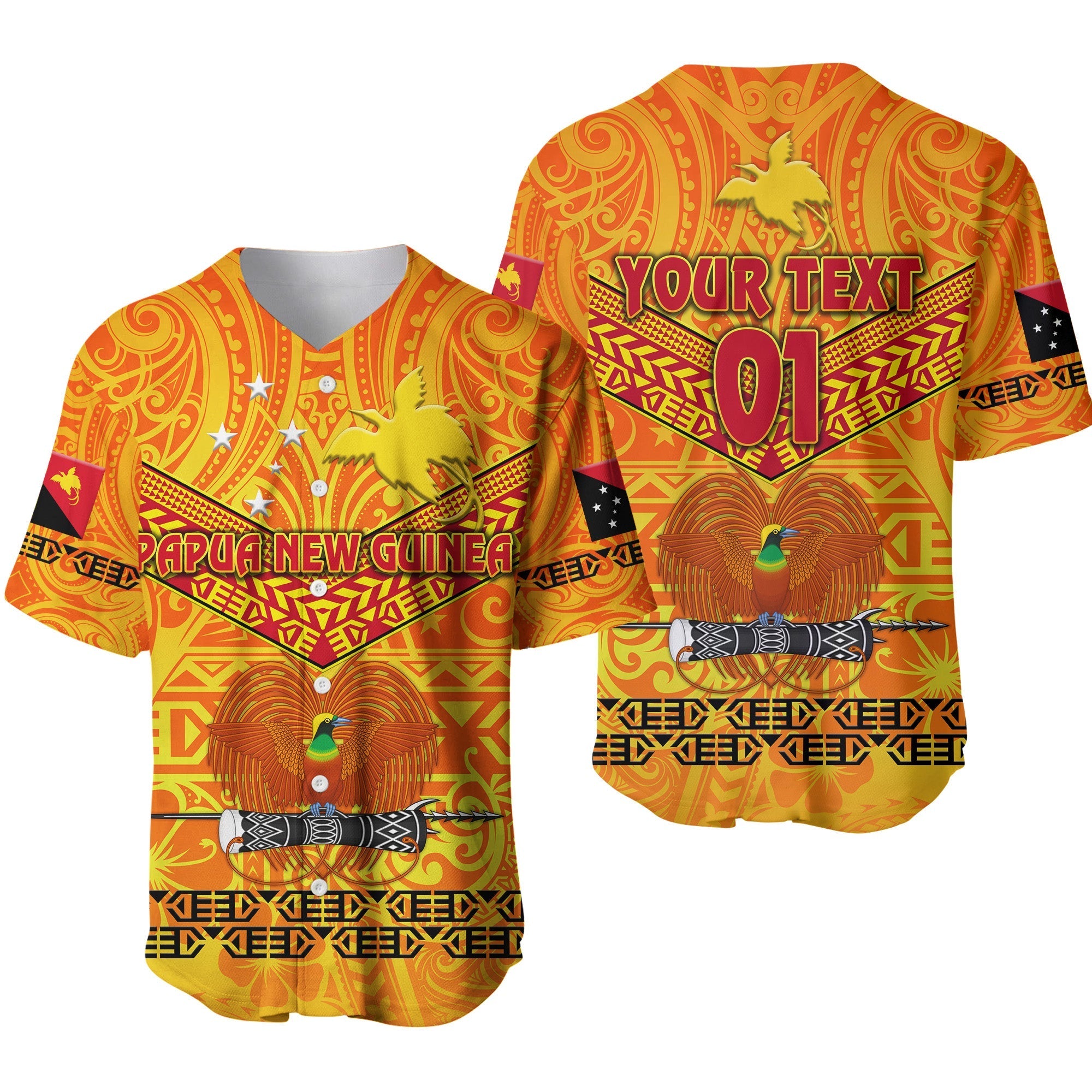 (Custom Personalised) Papua New Guinea Kumuls Baseball Jersey Simple Style - Yellow Vibes LT8 - Wonder Print Shop