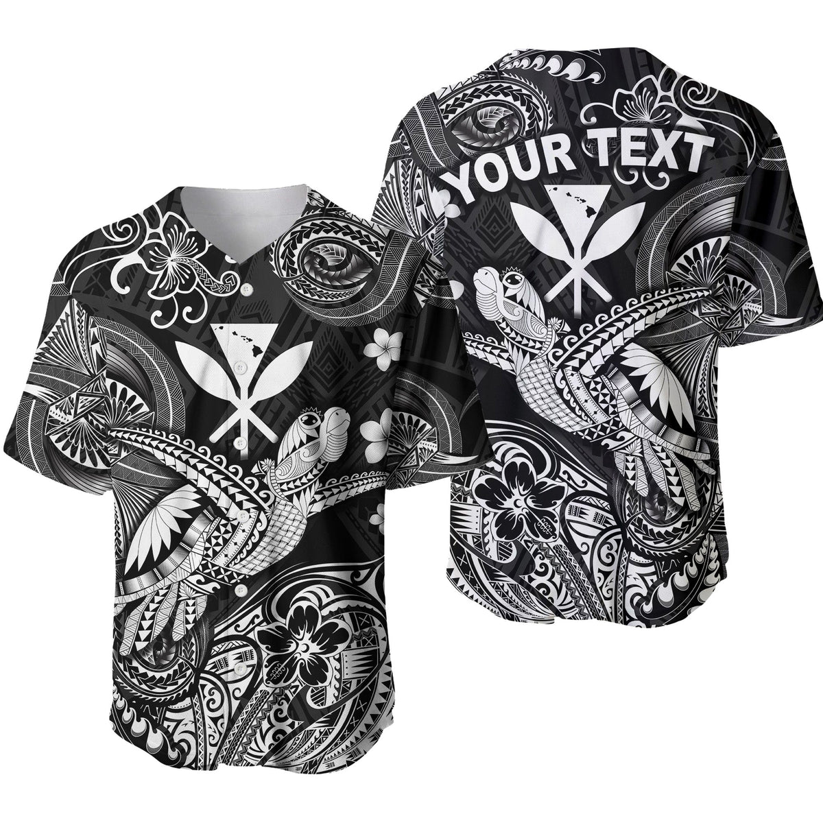 (Custom Personalised) Hawaii Turtle Map Polynesian Baseball Jersey Kanaka Maoli Unique Style - Black LT8 - Wonder Print Shop