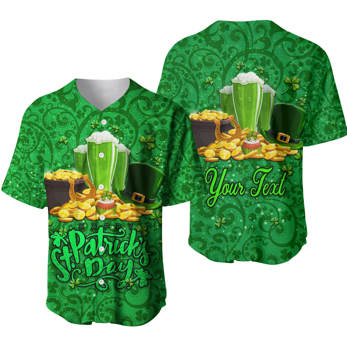 (Custom Personalised) Ireland Happy Saint Patrick's Day Baseball Jersey With Shamrock LT8 - Wonder Print Shop