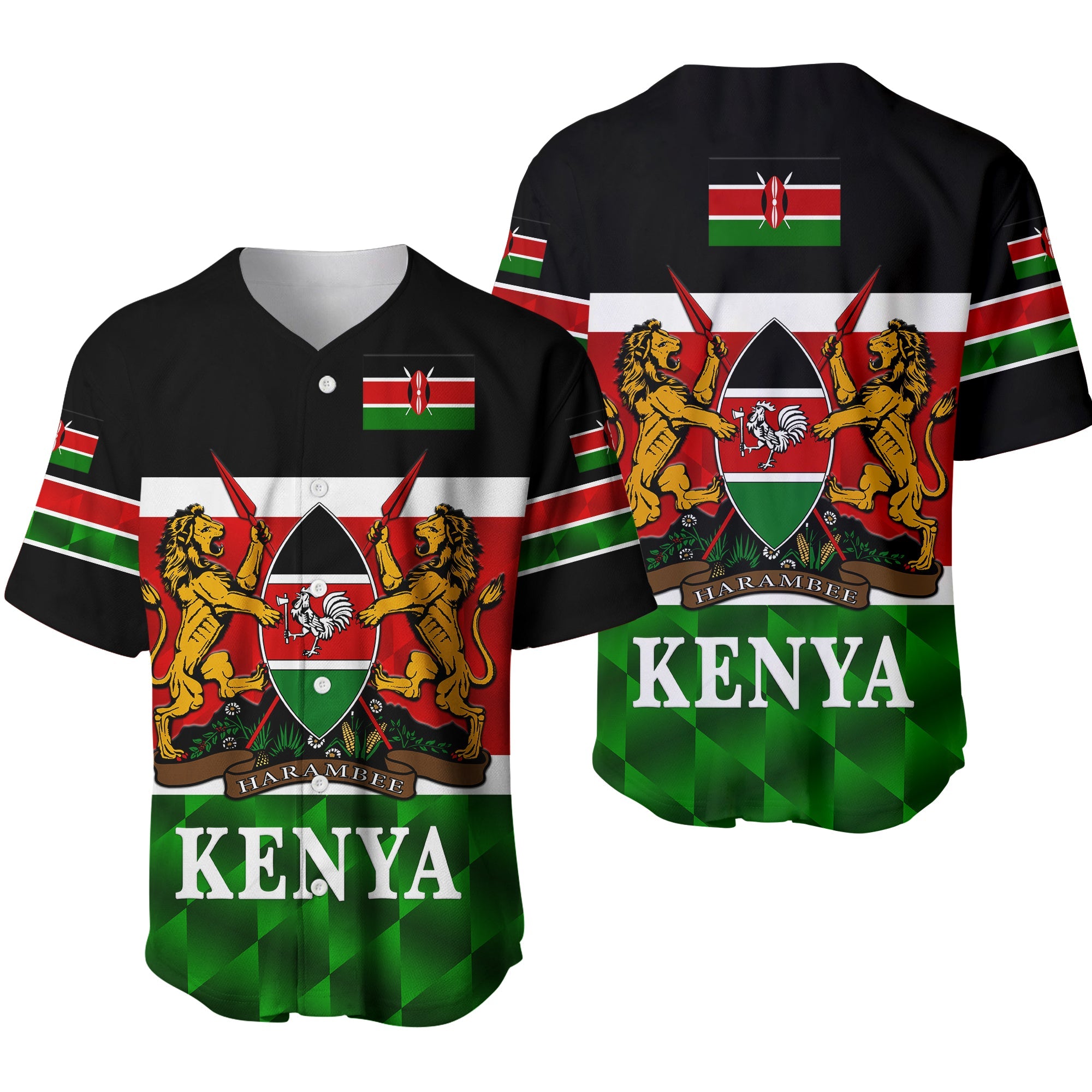 Kenya Coat Of Arms Baseball Jersey Flag Vibes LT8 - Wonder Print Shop