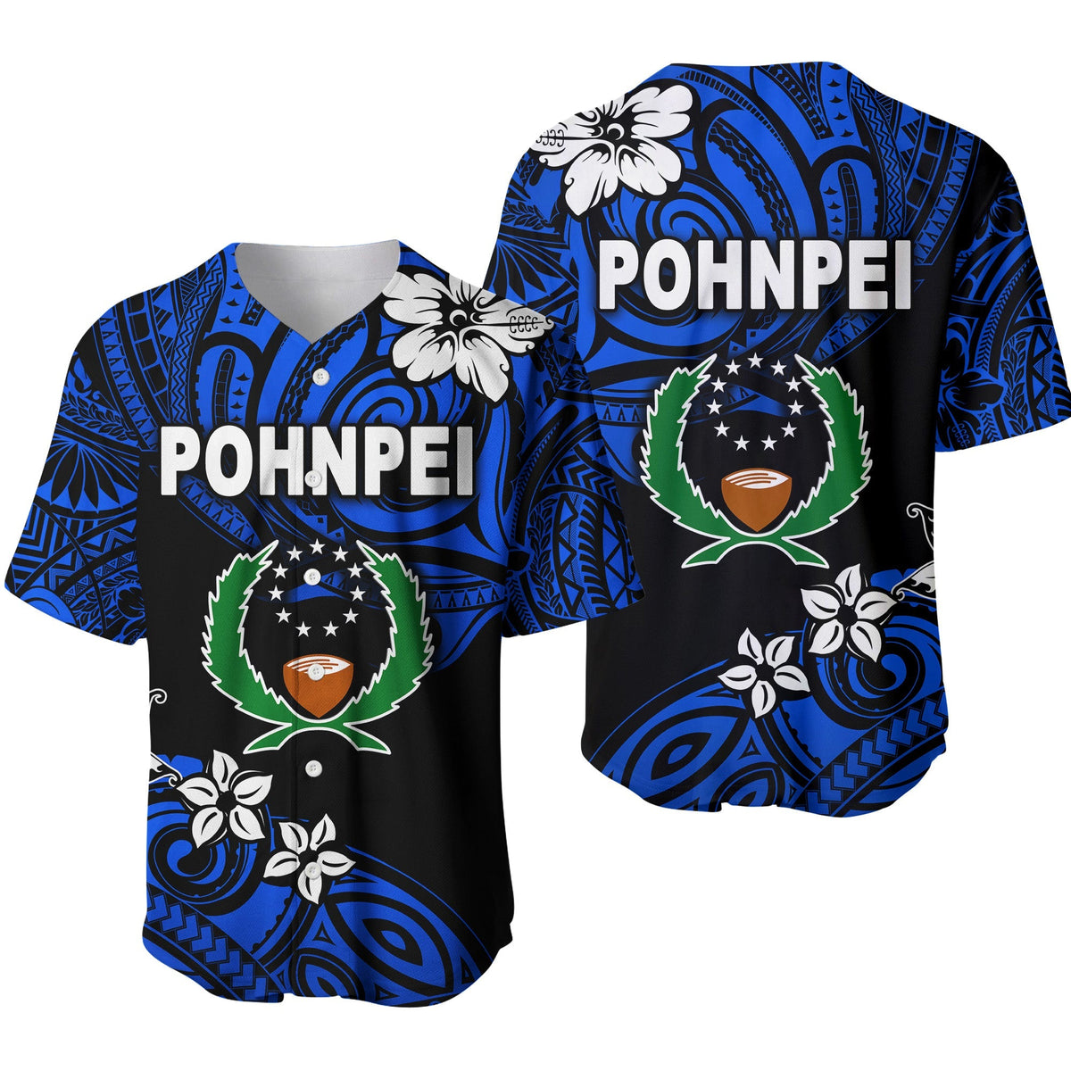 FSM Pohnpei Baseball Jersey Unique Vibes - Blue LT8 - Wonder Print Shop