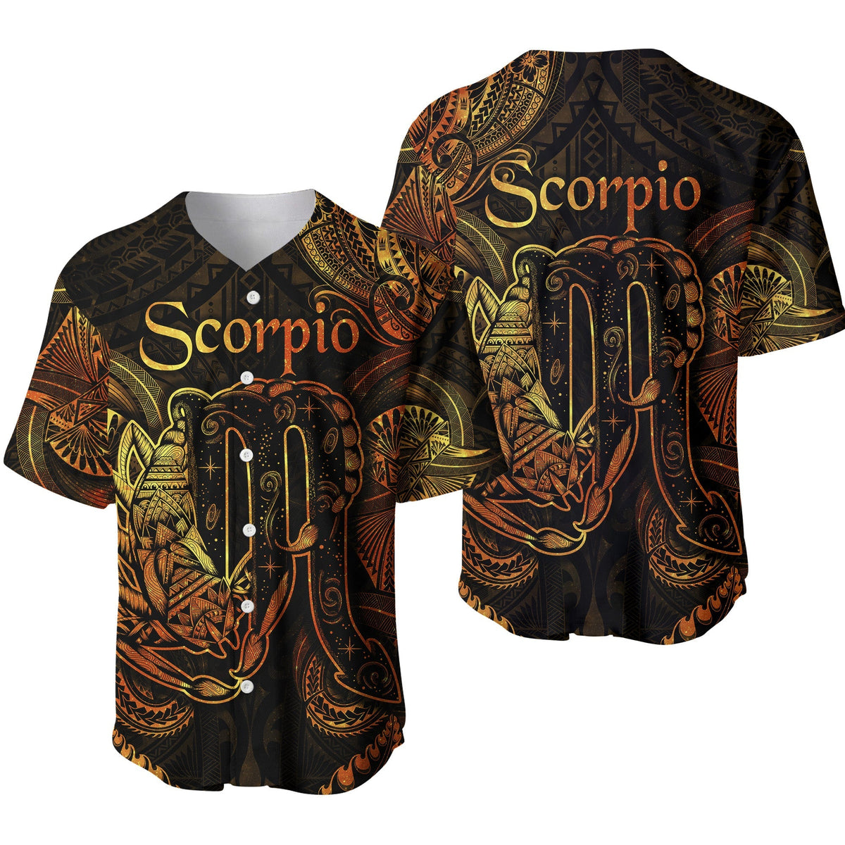 Scorpio Zodiac Polynesian Baseball Jersey Unique Style Gold LT8 - Wonder Print Shop