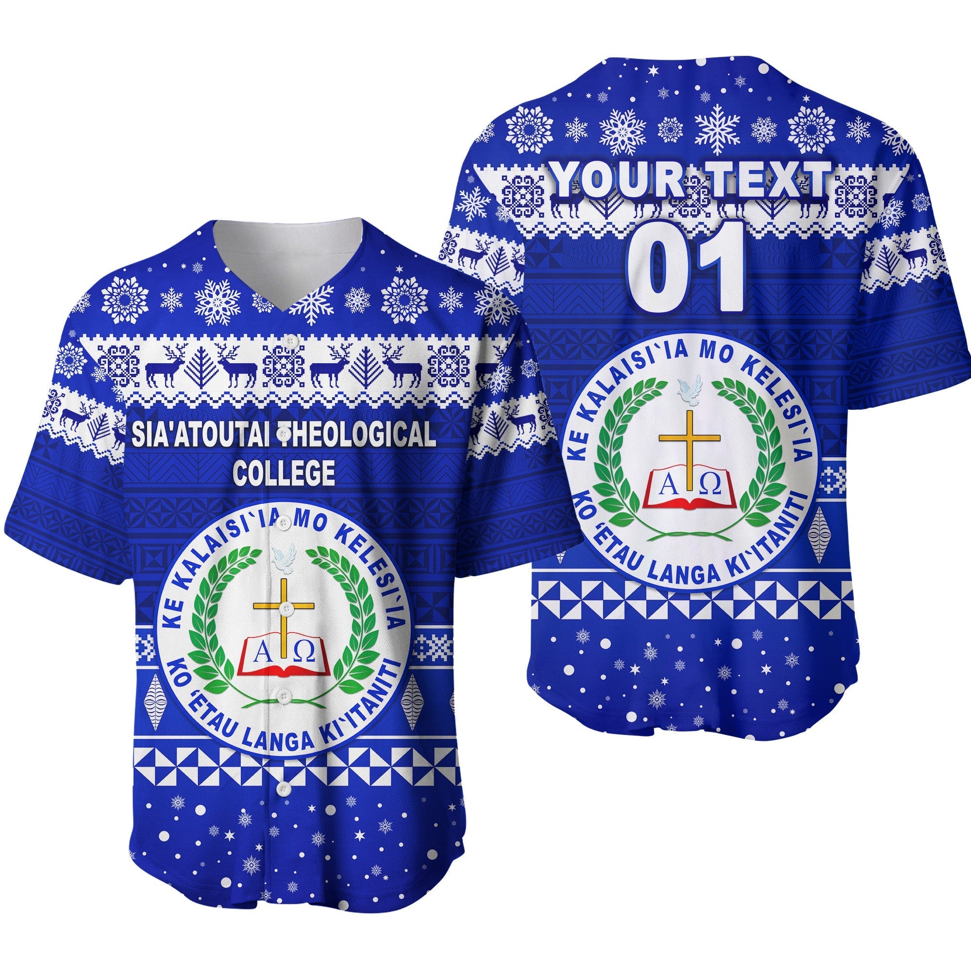 (Custom Personalised) Sia'atoutai Theological College Christmas Baseball Jersey Simple Style LT8 - Wonder Print Shop