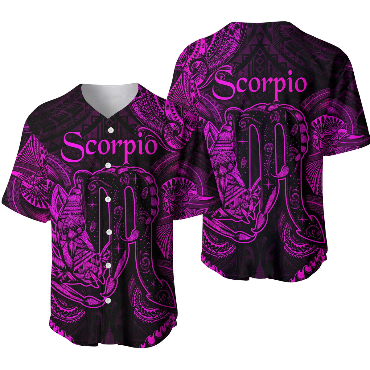 Scorpio Zodiac Polynesian Baseball Jersey Unique Style Pink LT8 - Wonder Print Shop